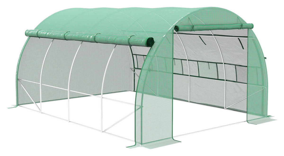 Outsunny Gewächshaus B/H/L: ca. 300x397x200 cm Foliengewächshaus - grün (200,00/300,00/397,00cm) - Outsunny