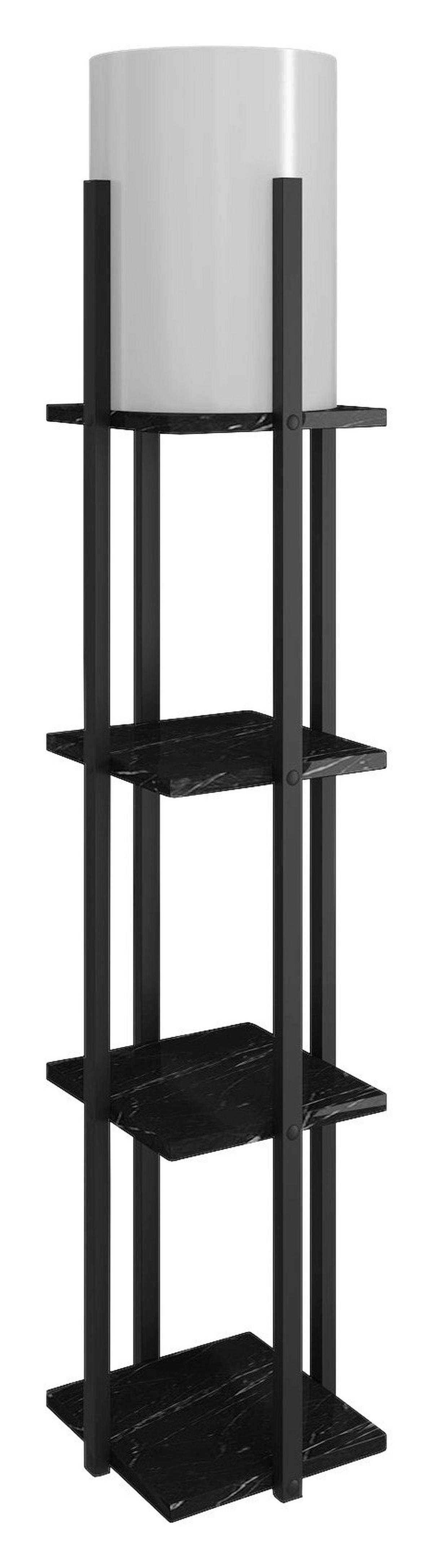 Opviq Stehleuchte schwarz MDF Stoff B/H/T/L/D: ca. 21x135x21x21x21 cm E27 1 Brennstellen Nora - schwarz (21,00/21,00/135,00cm) - Opviq