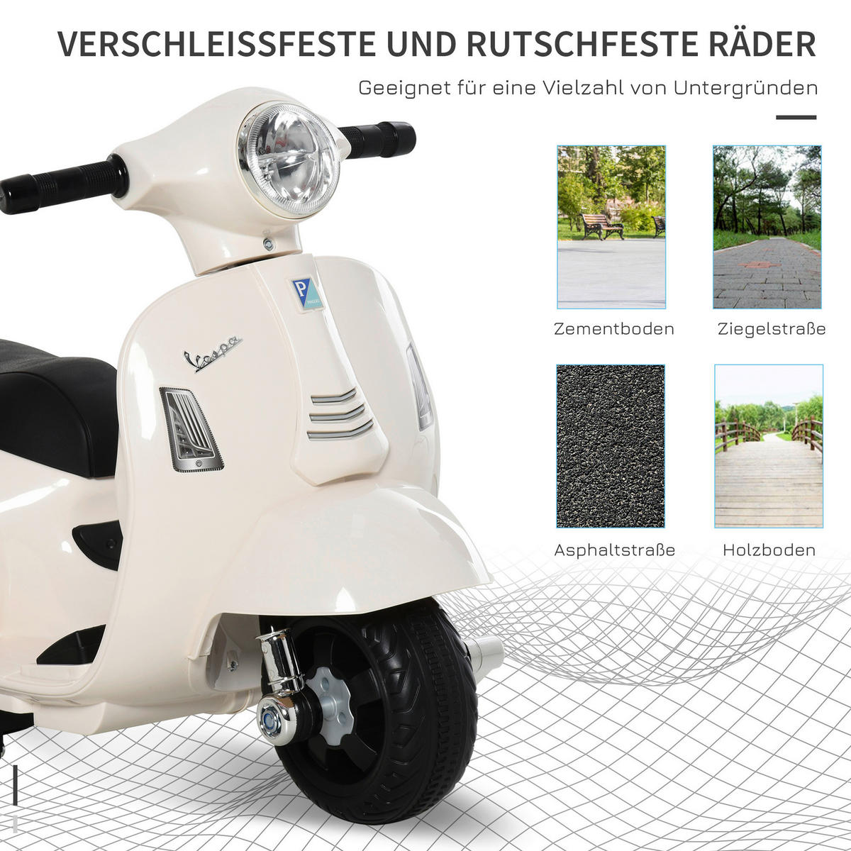HOMCOM Elektrisches-Kindermofa weiß B/H/L: ca. 38x52x66,5 cm Elektrisches-Kindermofa - weiß (66,50/38,00/52,00cm) - HOMCOM