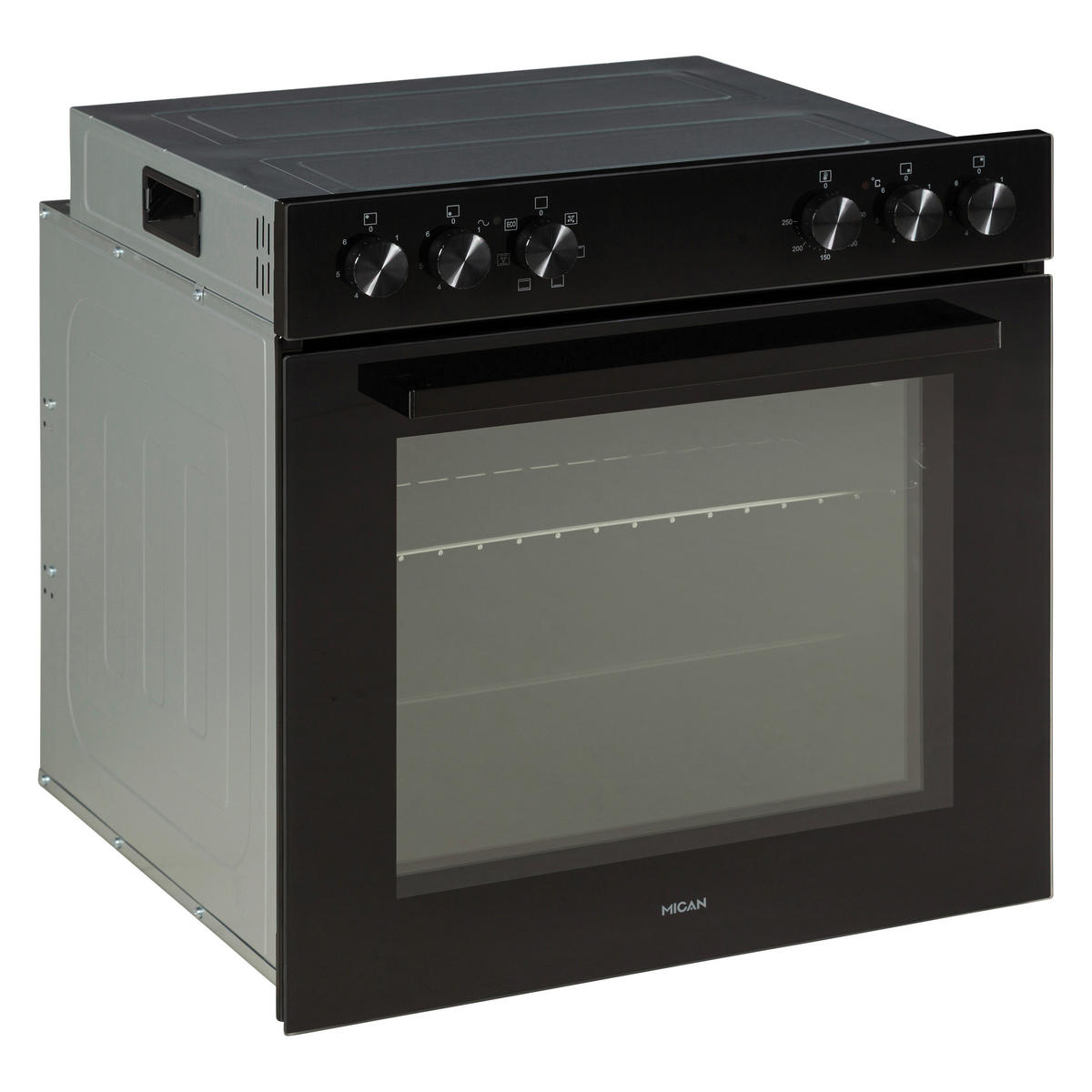 Mican Einbauherdset HSU73S schwarz Edelstahl B/H/T: ca. 59,5x59,5x57,5 cm HSU73S - schwarz (59,50/59,50/57,50cm) - Mican