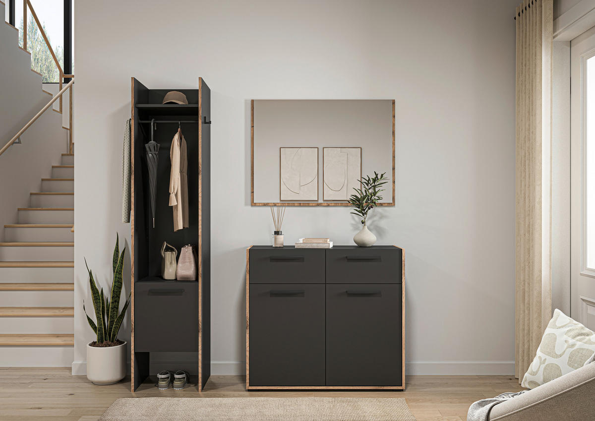 Garderobe Bueno Basalt Nox Oak Nachbildung B/H/T: ca. 152x189x37 cm Bueno - Basalt (152,00/189,00/37,00cm) - xonox.home