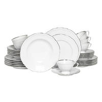CreaTable Tafelservice Maria Theresia platin Porzellan 30 tlg. Maria Theresia - platin (44,00/28,00/33,00cm) - CreaTable