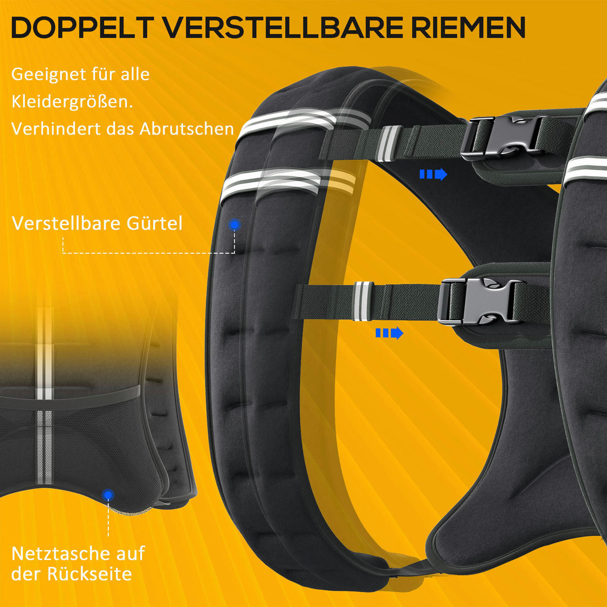 HOMCOM Fitness-Zubehör schwarz Polyester B/H/L: ca. 35x40x0,1 cm Gewichtsweste - schwarz (0,10/35,00/40,00cm) - HOMCOM