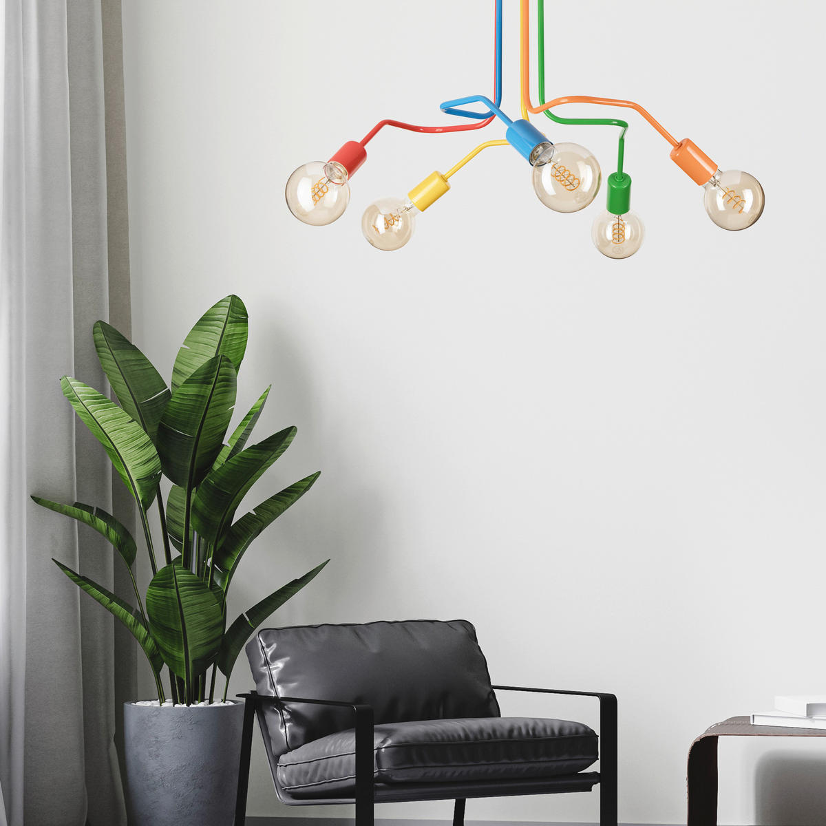 Lamkur Hängeleuchte mehrfarbig Stahl B/H/L: ca. 59x40x59 cm E27 5 Brennstellen Domino - mehrfarbig (59,00/59,00/40,00cm) - Lamkur