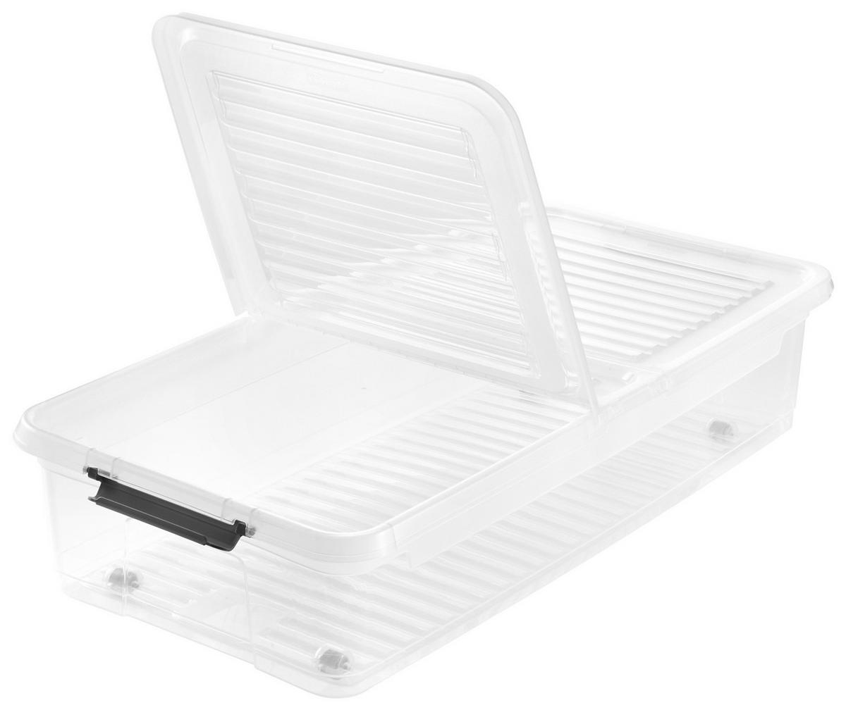 Aufbewahrungsbox transparent B/T/L: ca. 38x77x38 cm Unterbettbox_mit_Rollen_leo - transparent (38,00/38,00cm)