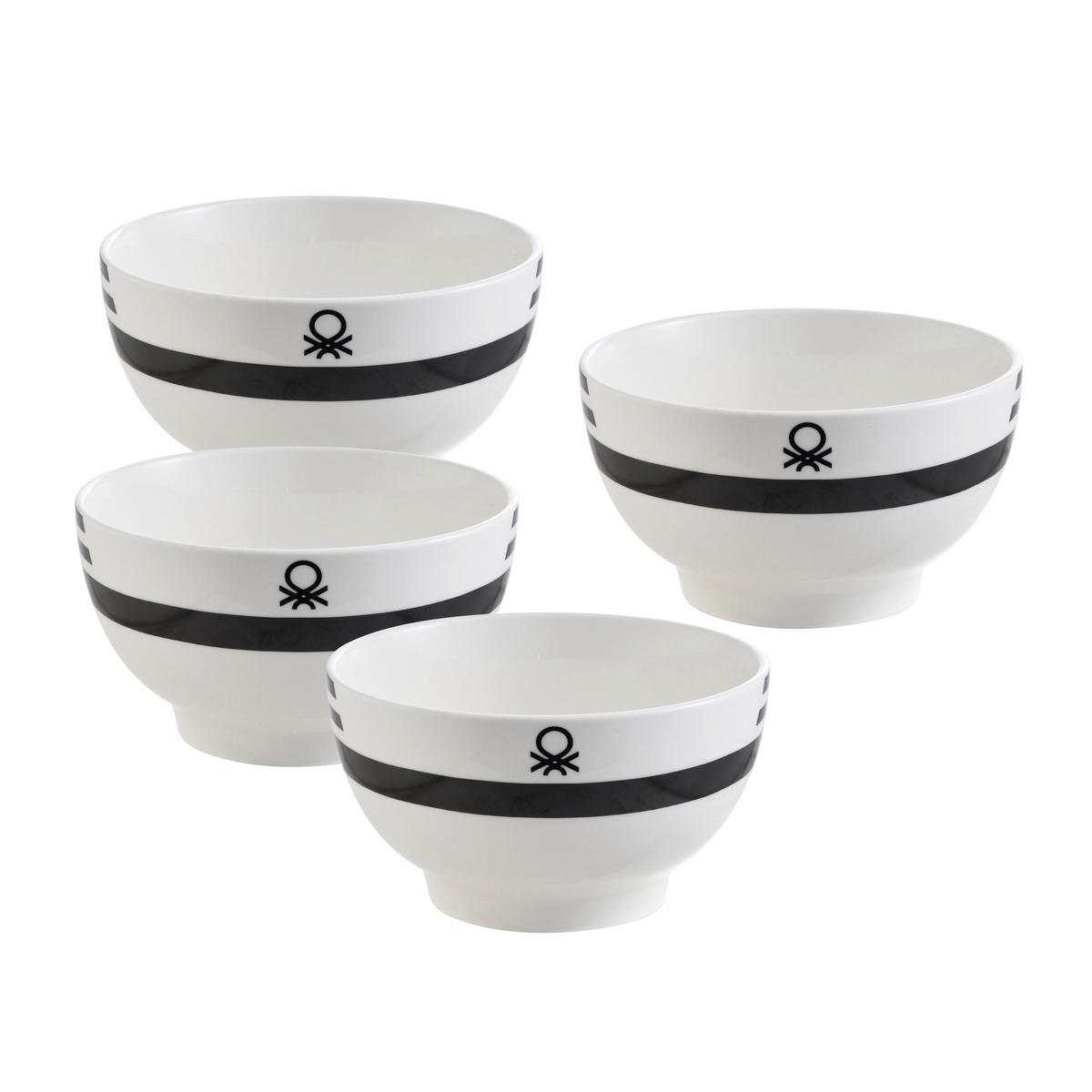 BENETTON Mehrzweckschalenset Black & white weiß Porzellan Black & white - weiß/schwarz - BENETTON