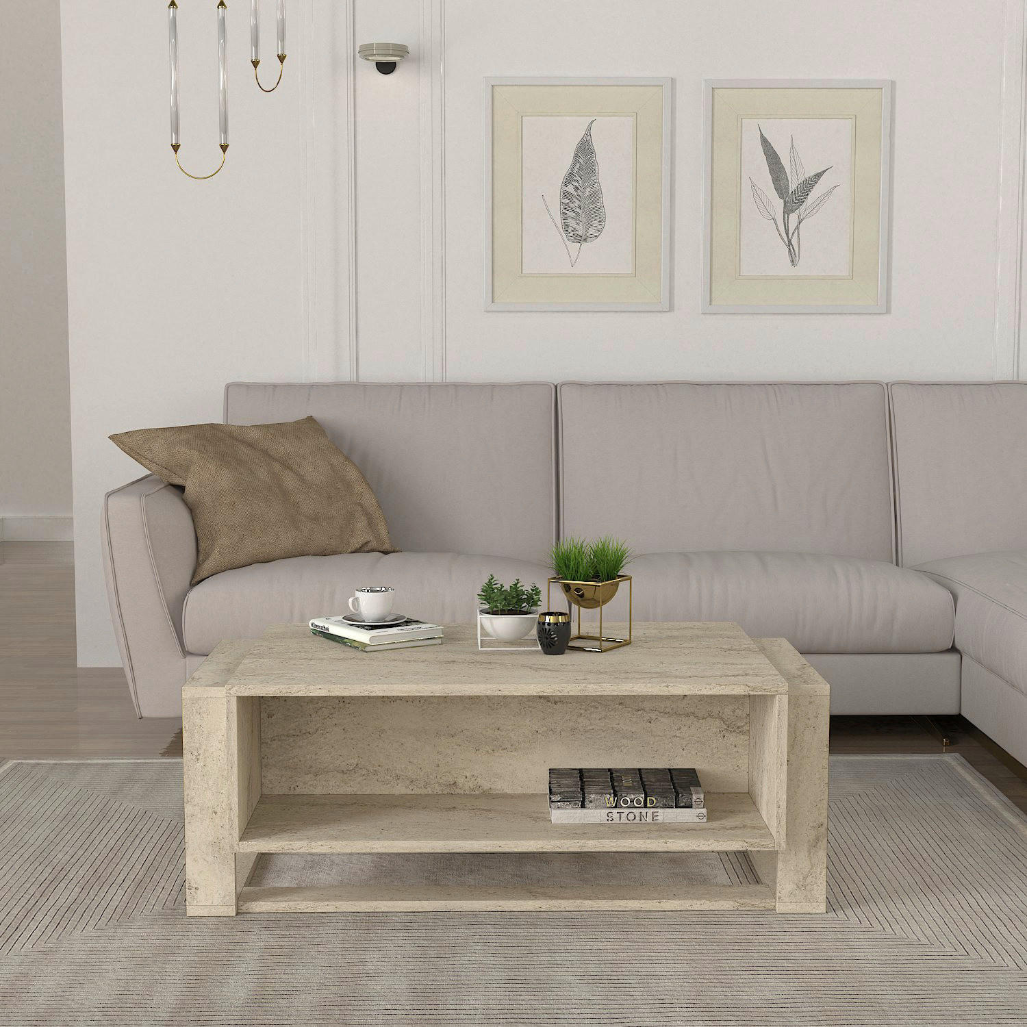 Couchtisch Bianco beige B/H/T: ca. 107x41x60 cm Bianco - beige (107,00/41,00/60,00cm) - moebel17