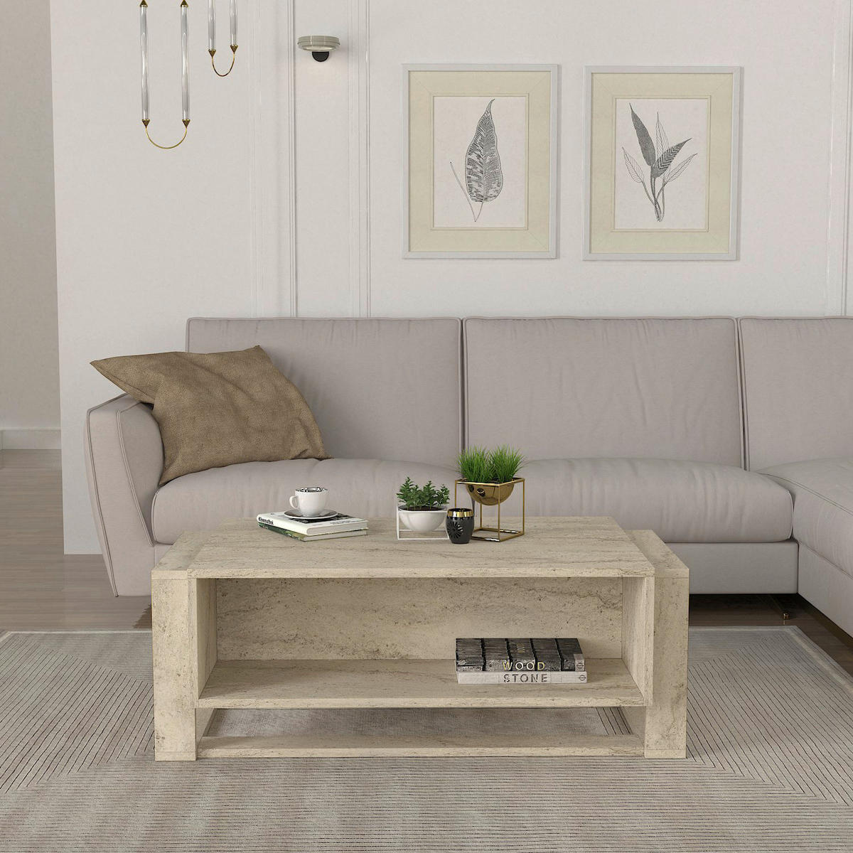 Couchtisch Bianco beige B/H/T: ca. 107x41x60 cm Bianco - beige (107,00/41,00/60,00cm) - moebel17