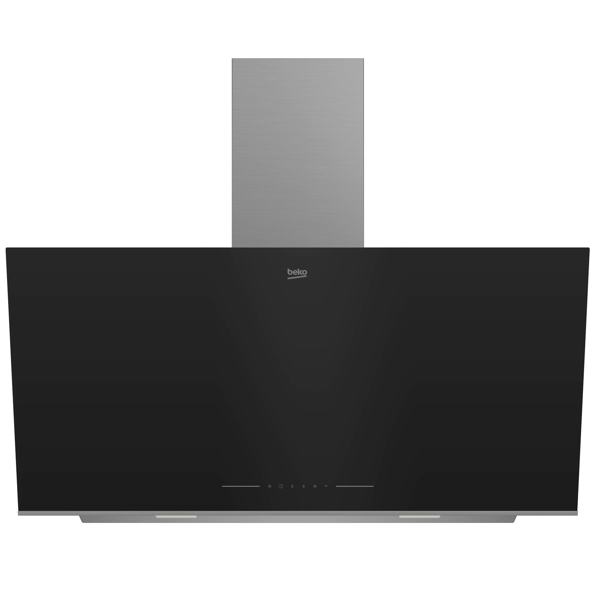 beko Dunstabzugshaube BHCA96641BBHS schwarz Edelstahl Schwarzglas B/H/T: ca. 89,5x91x41,9 cm BHCA96641BBHS - schwarz (89,50/91,00/41,90cm) - Beko