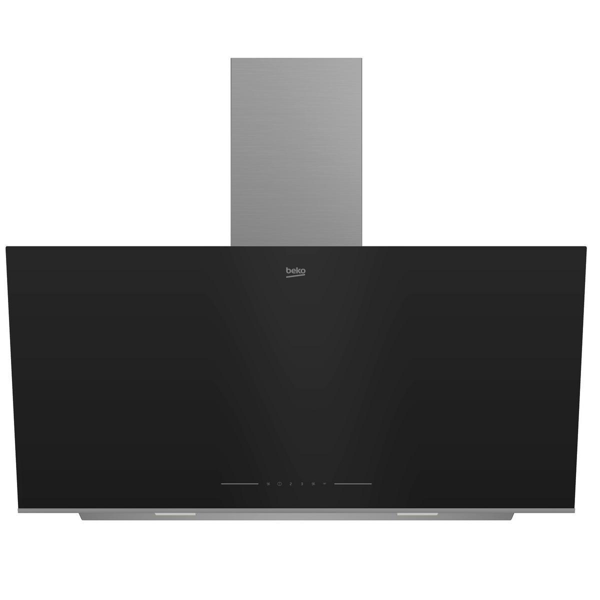 beko Dunstabzugshaube BHCA96641BBHS schwarz Edelstahl Schwarzglas B/H/T: ca. 89,5x91x41,9 cm BHCA96641BBHS - schwarz (89,50/91,00/41,90cm) - Beko