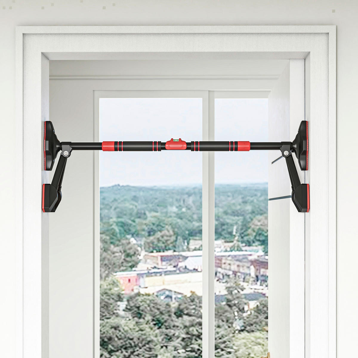 SPORTNOW Klimmzugstange rot Metall B/H/L: ca. 7,5x15x98 cm Klimmzugstange - rot/schwarz (98,00/7,50/15,00cm) - SPORTNOW
