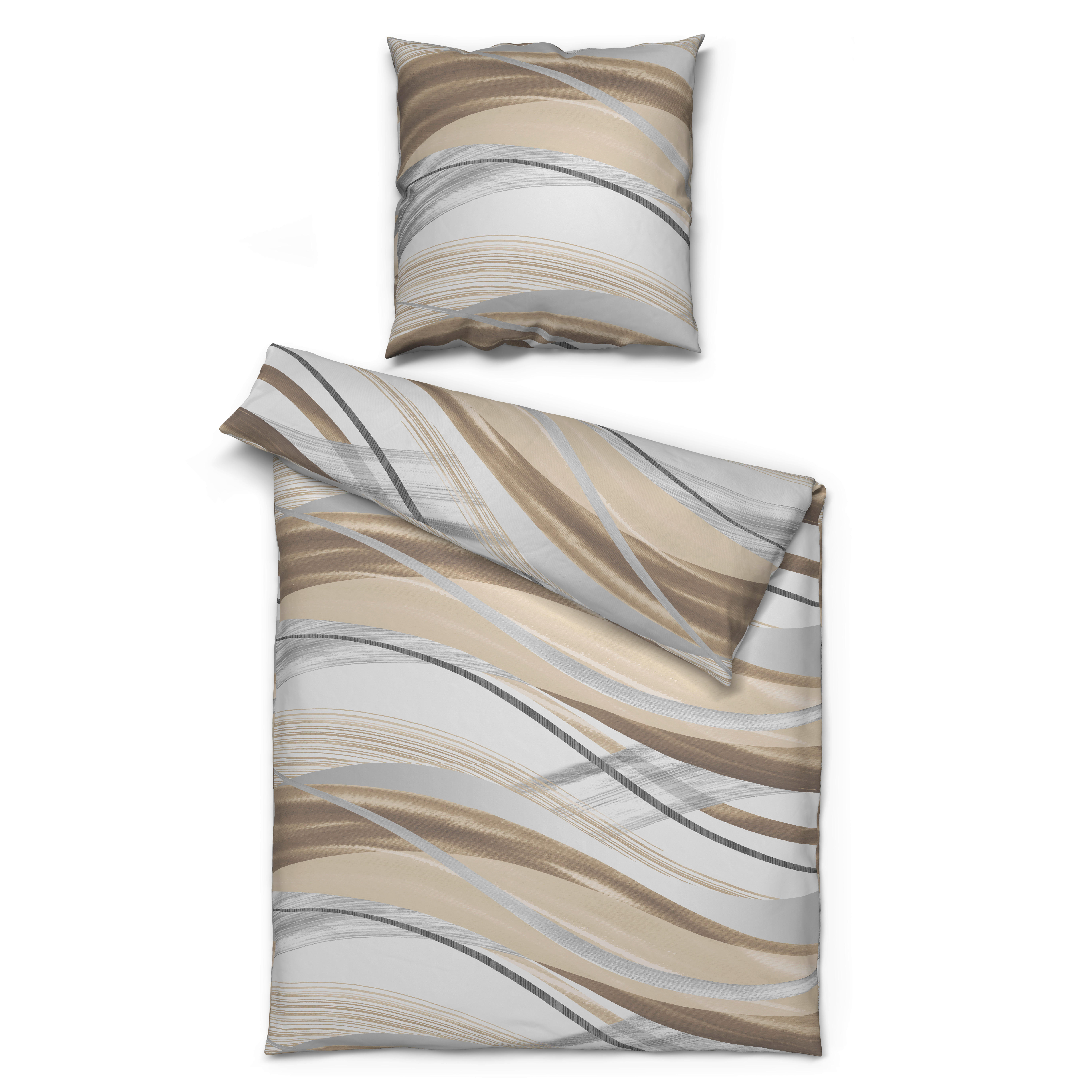 Baumwoll Bettwäsche Renforce Bettwäsche-Renforce_Tova_Welle - beige/weiß (135,00/200,00cm) - beau rêve