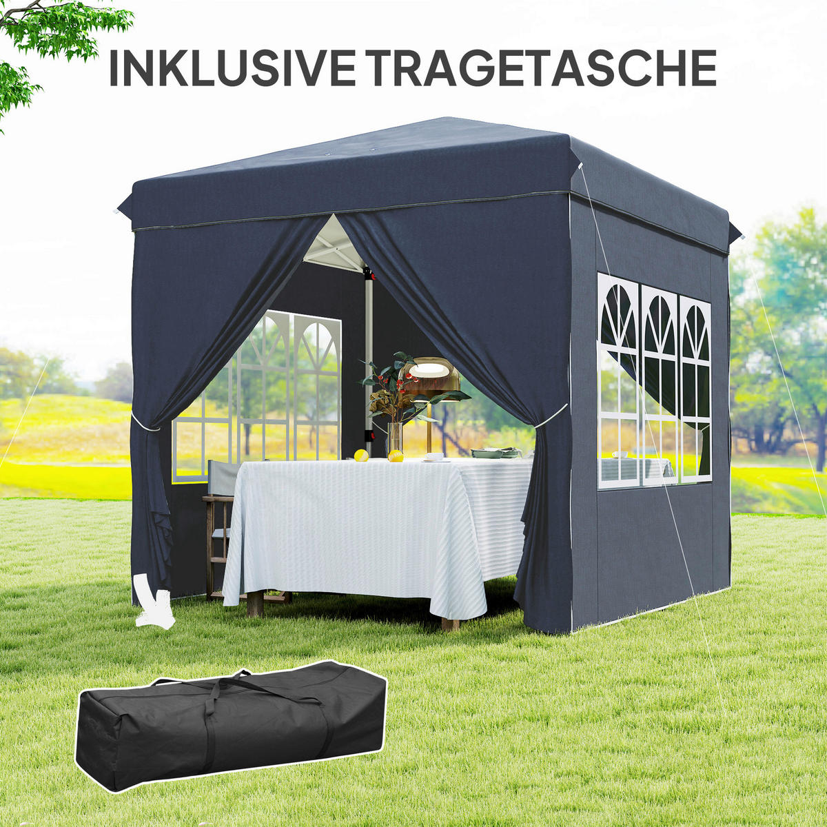 Outsunny Pavillon blau Polyester B/H/L: ca. 248x270x248 cm Pavillon - blau (248,00/248,00/270,00cm) - Outsunny