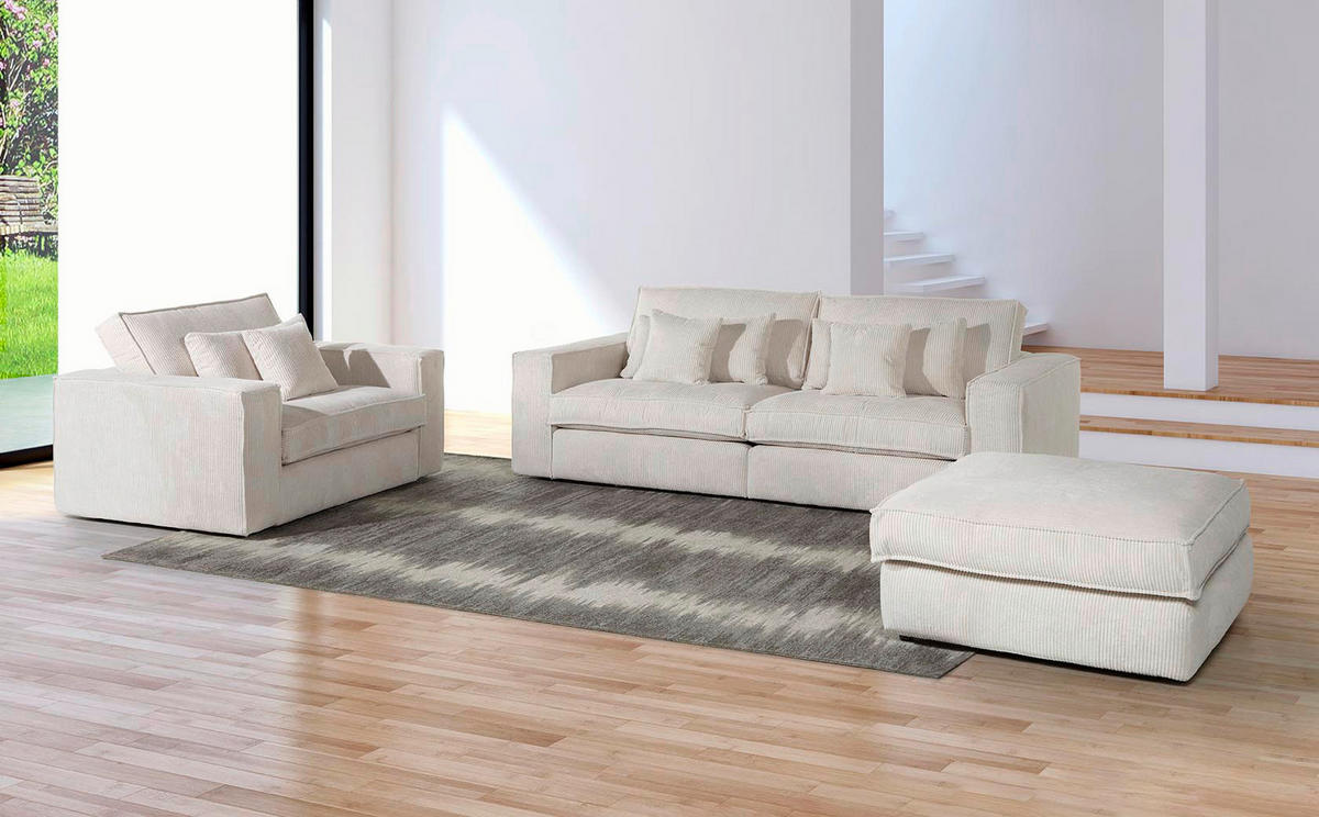 Sofa Marlon beige Microfaser B/H/T: ca. 248x90x110 cm Marlon - beige/schwarz (248,00/90,00/110,00cm)