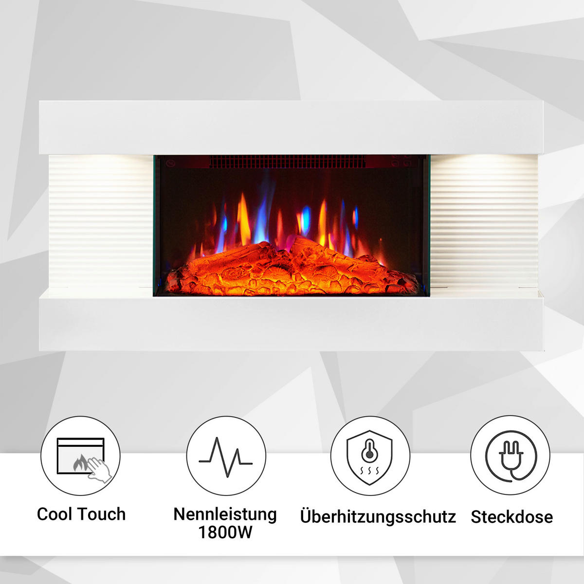 Balderia Elektrischer-Kamin weiß Metall B/H/T: ca. 82x41,8x21,6 cm IDA - weiß (82,00/41,80/21,60cm) - Balderia