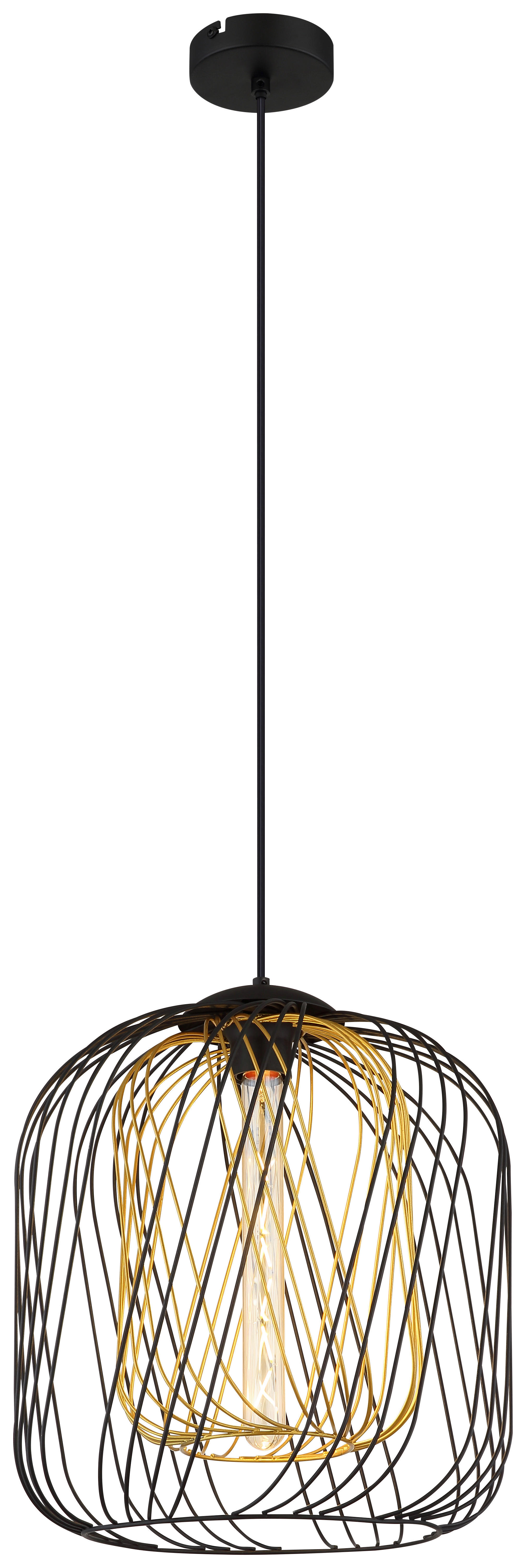 GLOBO Pendelleuchte DICHTI 15965H1S schwarz Metall H/D: ca. 150x35 cm E27 1 Brennstellen DICHTI - schwarz (35,00/150,00cm) - GLOBO