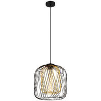 GLOBO Pendelleuchte DICHTI 15965H1S schwarz Metall H/D: ca. 150x35 cm E27 1 Brennstellen DICHTI - schwarz (35,00/150,00cm) - GLOBO