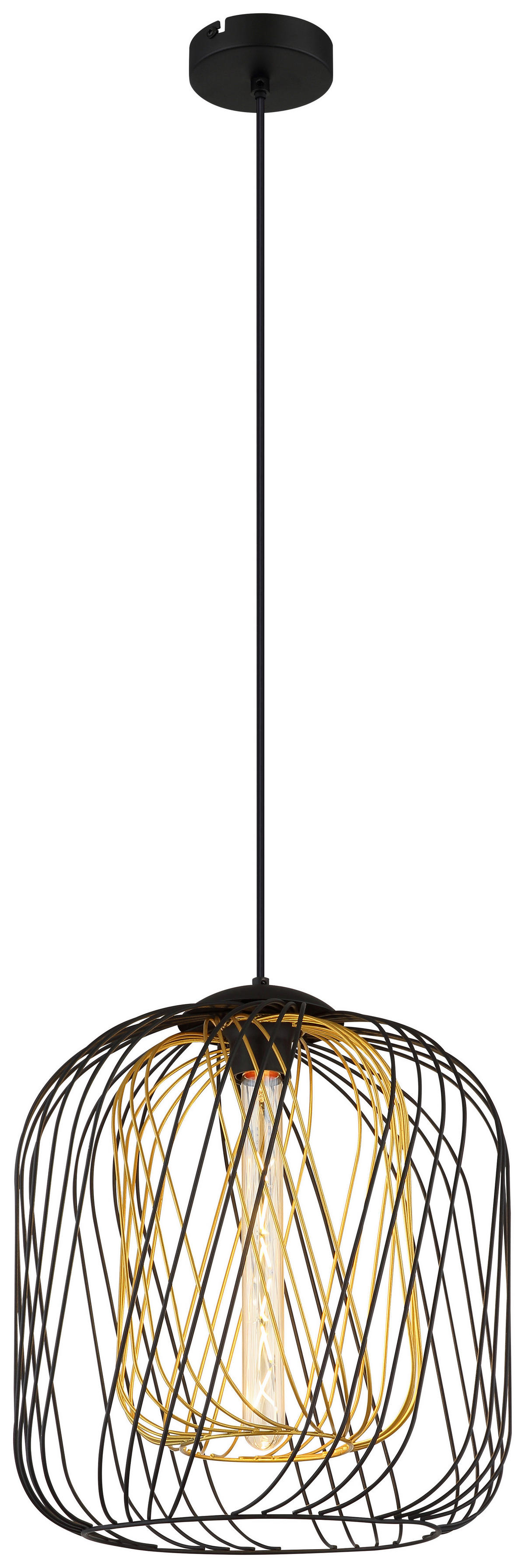 GLOBO Pendelleuchte DICHTI 15965H1S schwarz Metall H/D: ca. 150x35 cm E27 1 Brennstellen DICHTI - schwarz (35,00/150,00cm) - GLOBO