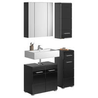 Badezimmer-Set LINUS schwarz schwarz Hochglanz B/H/T: ca. 105x182x34 cm LINUS - schwarz (105,00/182,00/34,00cm) - xonox.home