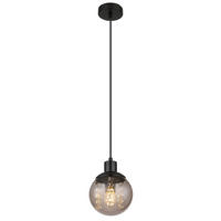 GLOBO Pendelleuchte schwarz klar Kunststoff Metall H/D: ca. 150x15 cm E27 1 Brennstellen RICHARD - klar/schwarz (15,00/150,00cm) - GLOBO
