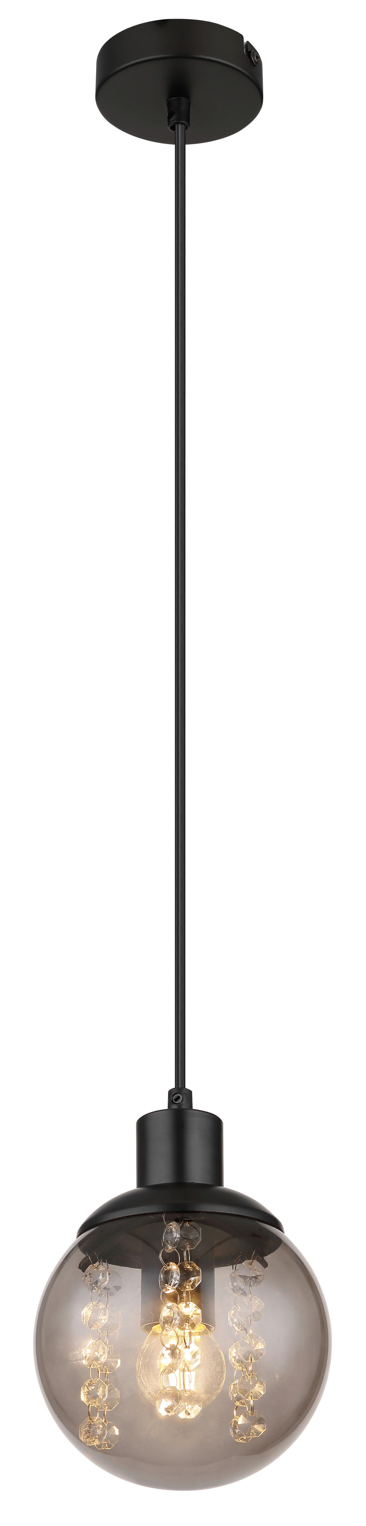 GLOBO Pendelleuchte schwarz klar Kunststoff Metall H/D: ca. 150x15 cm E27 1 Brennstellen RICHARD - klar/schwarz (15,00/150,00cm) - GLOBO