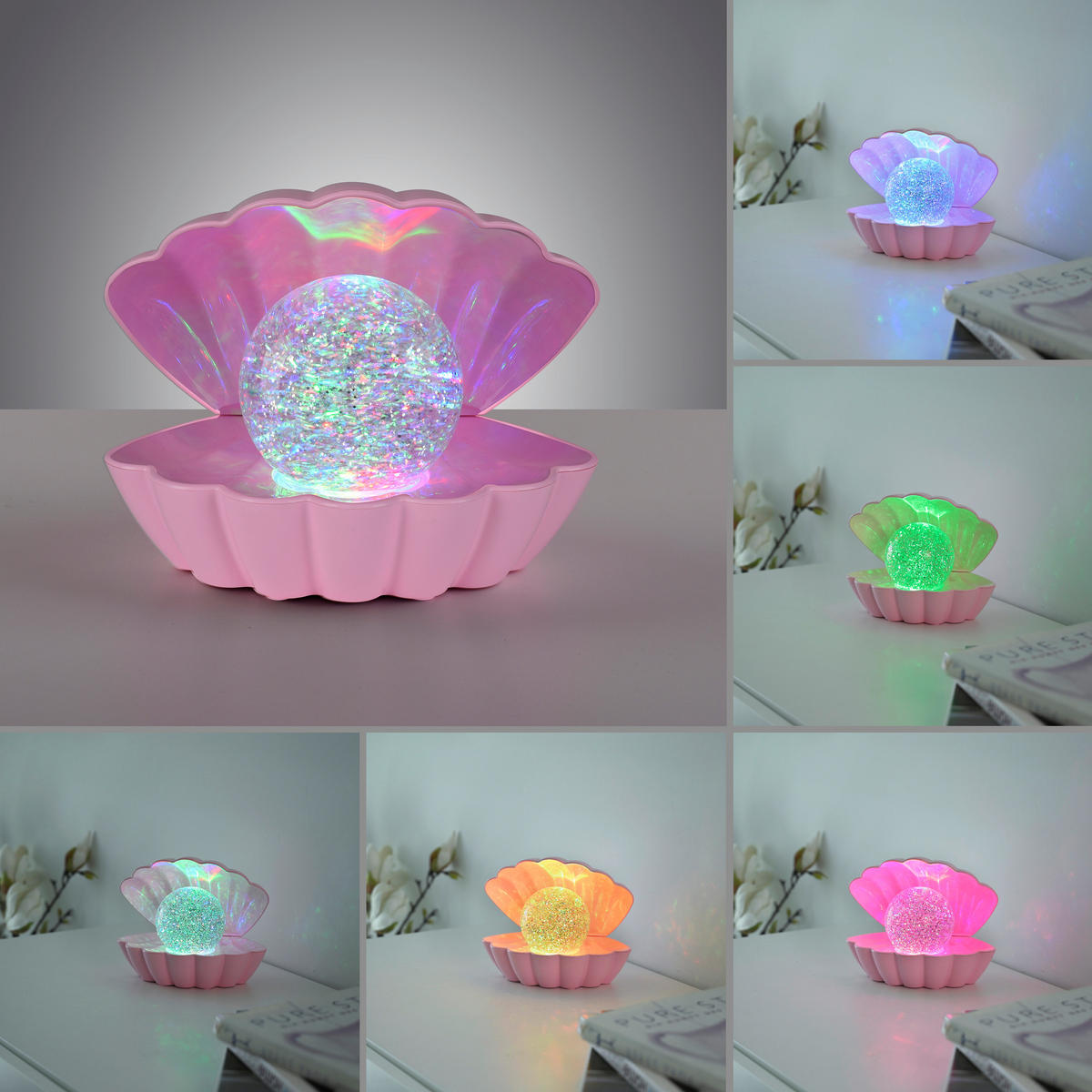 Just Light LED-Dekoleuchte rosa Kunststoff B/H/D: ca. 18x13x14,8 cm LED-Dekoleuchte_Muschel - rosa (14,80/13,00cm) - Just Light