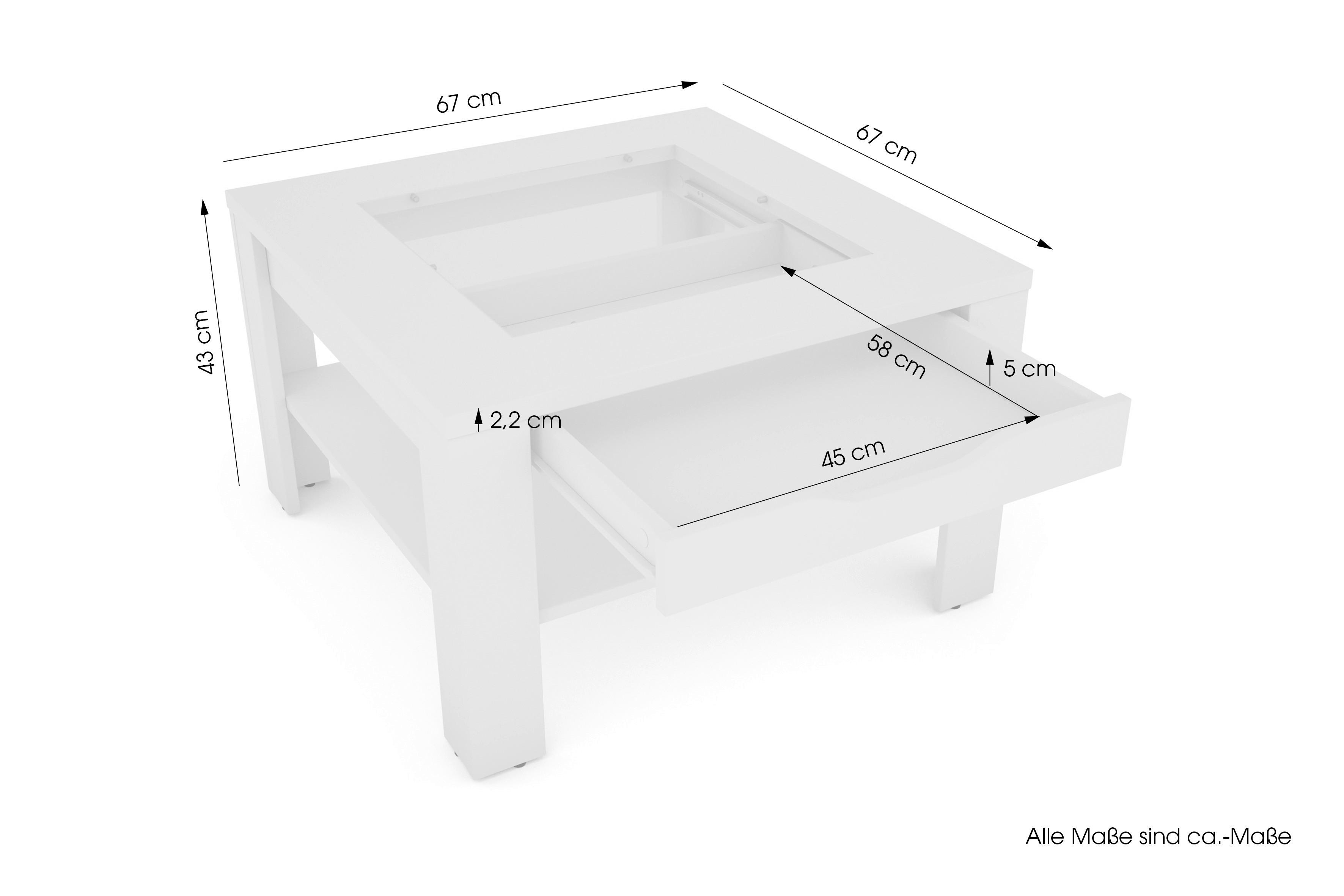 Couchtisch RALPH Eiche Artisan Nachbildung B/H/T: ca. 67x43x67 cm RALPH - Eiche (67,00/43,00/67,00cm) - byLIVING