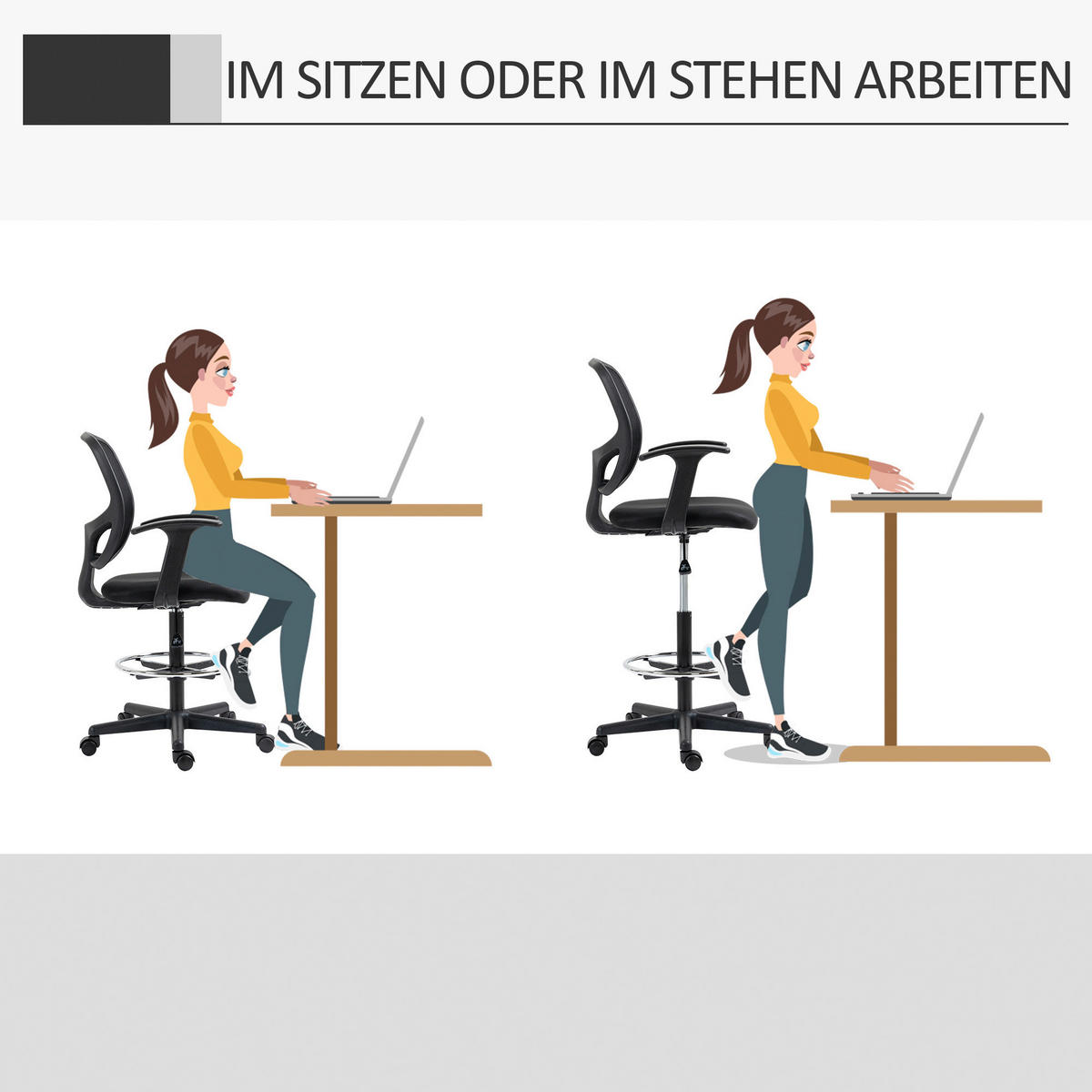 Stuhl 921-598 schwarz 921-598 - schwarz (60,00/132,00/56,00cm) - Vinsetto