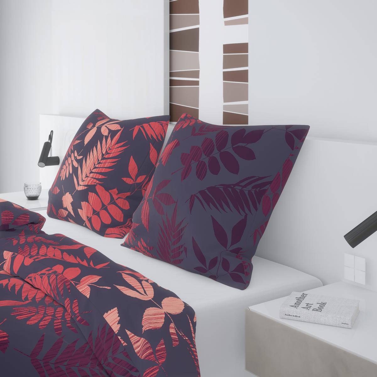 Baumwoll Bettwäsche Cotton touch Bettwäsche_Cotton-Touch Laub - lila/bordeaux (135,00/200,00cm) - Sensation