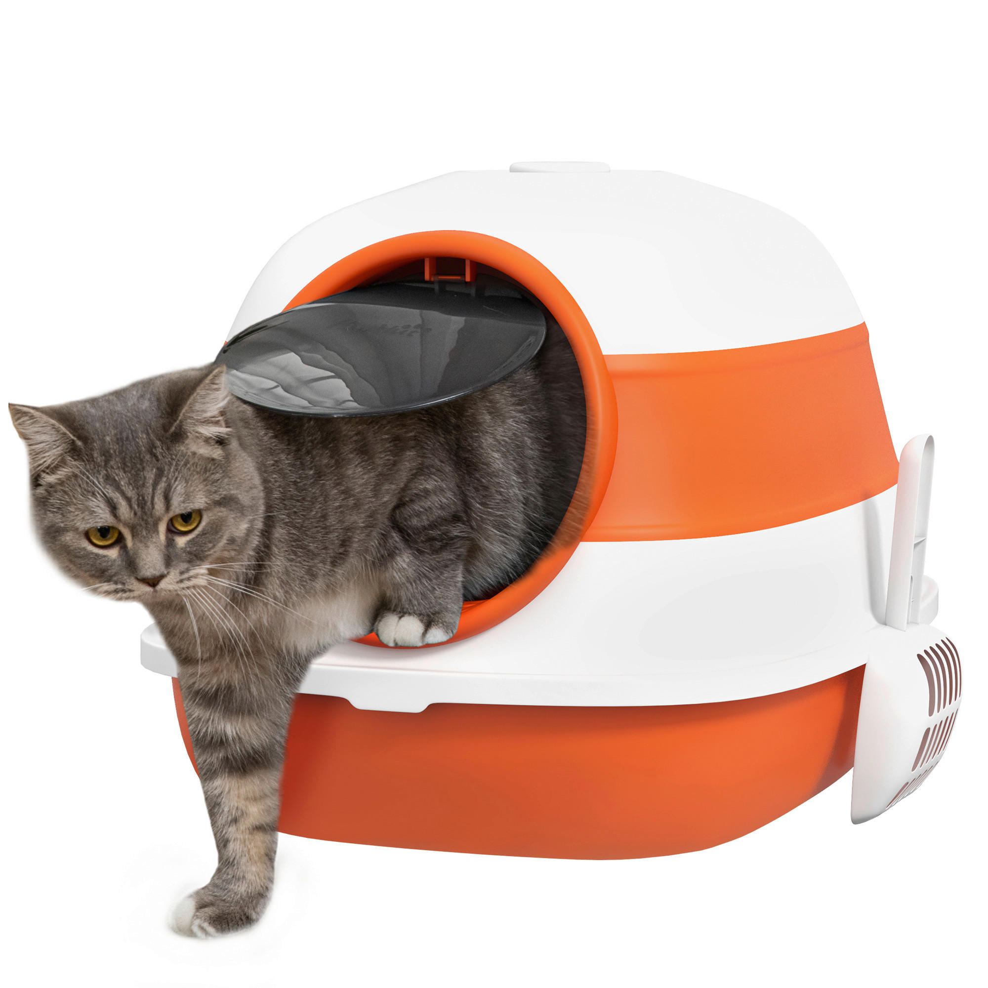 PawHut Katzentoilette weiß Kunststoff B/H/L: ca. 41x38x52 cm Katzentoilette - orange/weiß (52,00/41,00/38,00cm) - PawHut