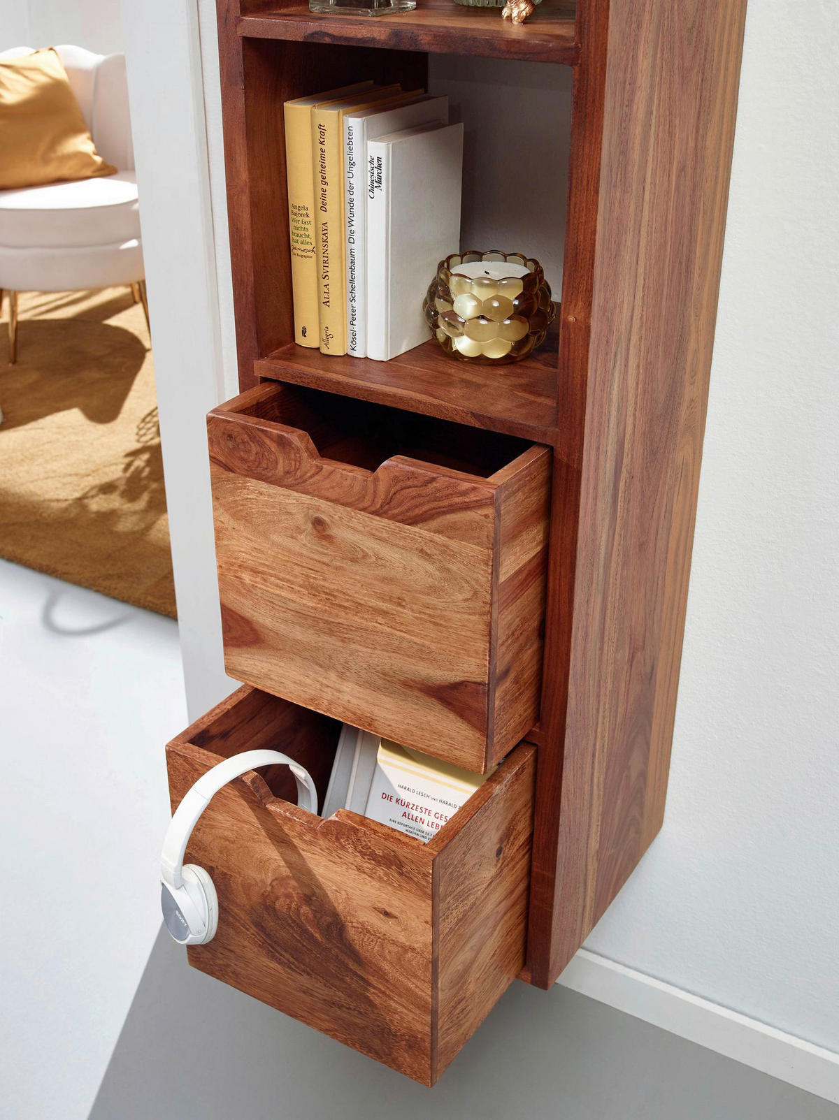 Wandregal rosenholz Holz B/H/T: ca. 35x150x30 cm Wandregal - rosenholz (35,00/150,00/30,00cm) - Wohnling