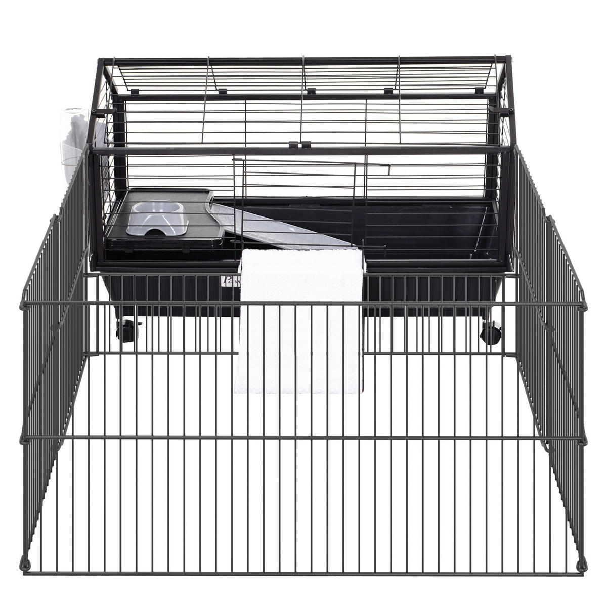 PawHut Meerschweinkäfig schwarz Metall B/H/L: ca. 130x56x88 cm Meerschweinkäfig - schwarz (88,00/130,00/56,00cm) - PawHut