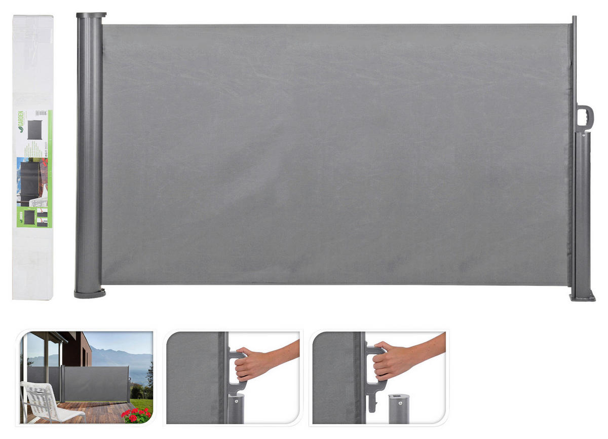 Terrassenfliese grau Aluminium B/H/L: ca. 19x10,5x165,5 cm Terrassenwindschutz_ausziehbar - grau (165,50/19,00/10,50cm)