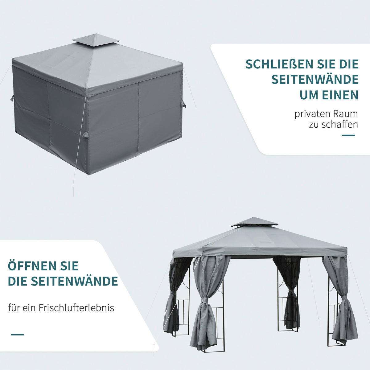 Outsunny Pavillon dunkelgrau Metall B/H/L: ca. 295x270x295 cm Pavillon - dunkelgrau (295,00/295,00/270,00cm) - Outsunny