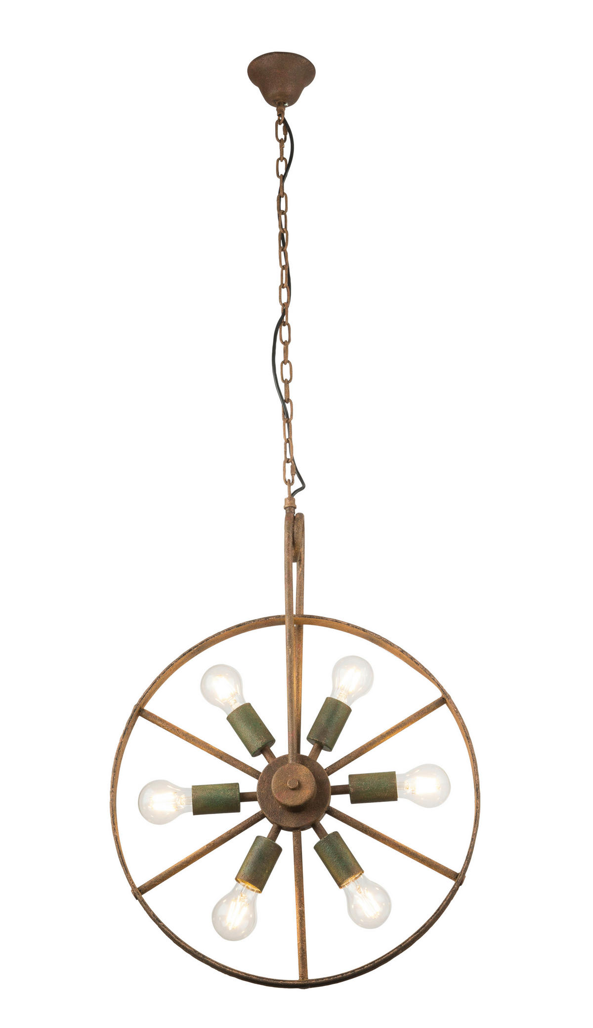 GLOBO Pendelleuchte 69052-6 grün rost Metall H/D: ca. 133x50 cm E27 6 Brennstellen Tonu - rost/grün (50,00/133,00cm) - GLOBO