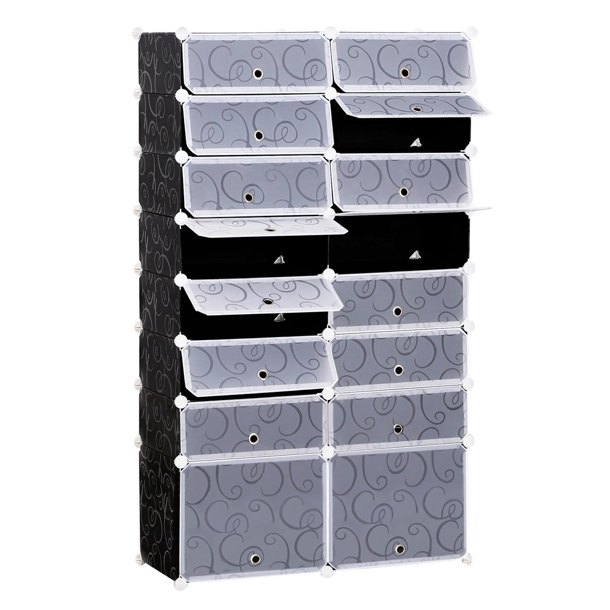 HOMCOM Schuhregal schwarz Metall B/H/L: ca. 37x95x160 cm Schuhschrank_mit_Stecksystem - schwarz (160,00/37,00/95,00cm) - HOMCOM