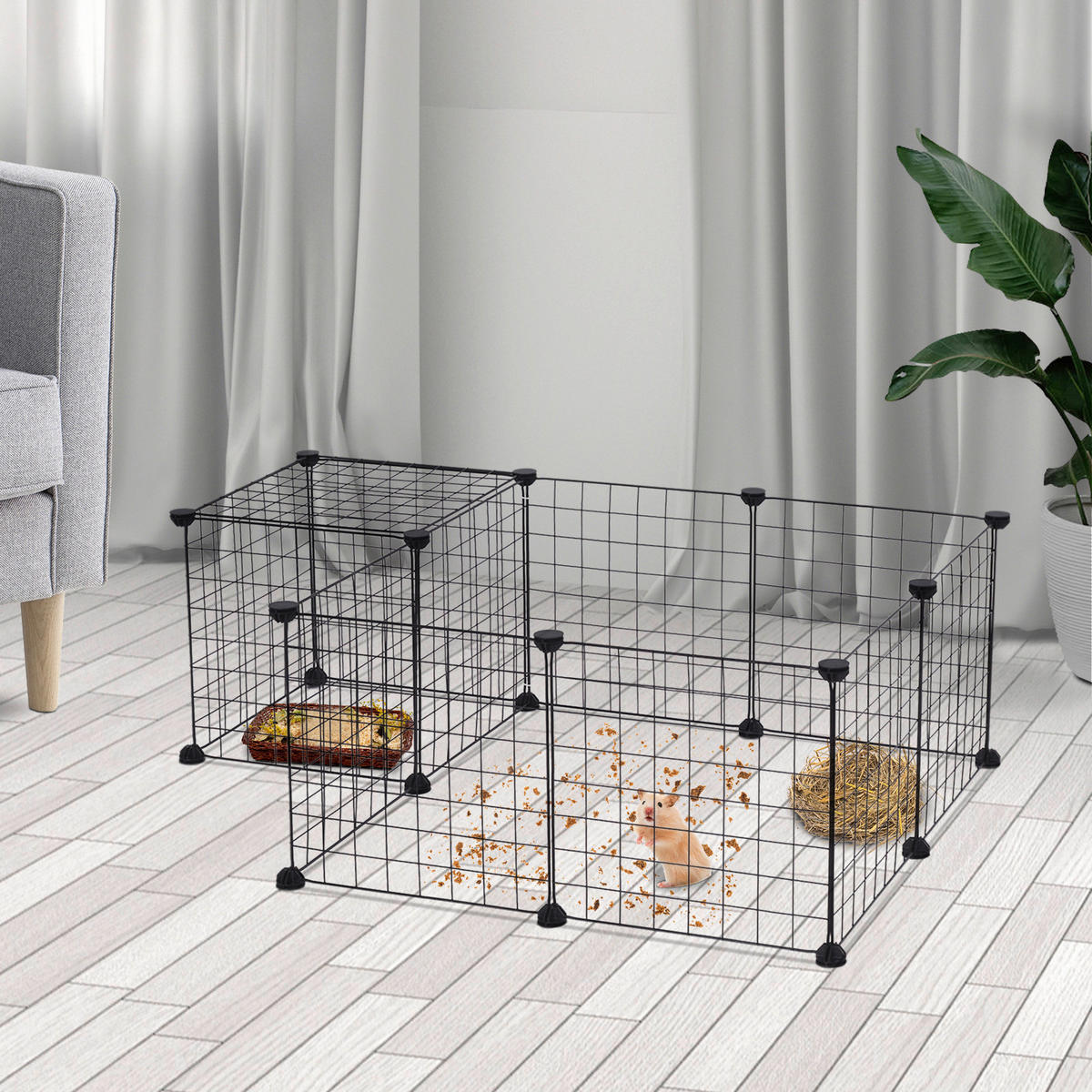 PawHut Freigehege schwarz Metall B/H/L: ca. 73x36x106 cm Freigehege - schwarz (106,00/73,00/36,00cm) - PawHut