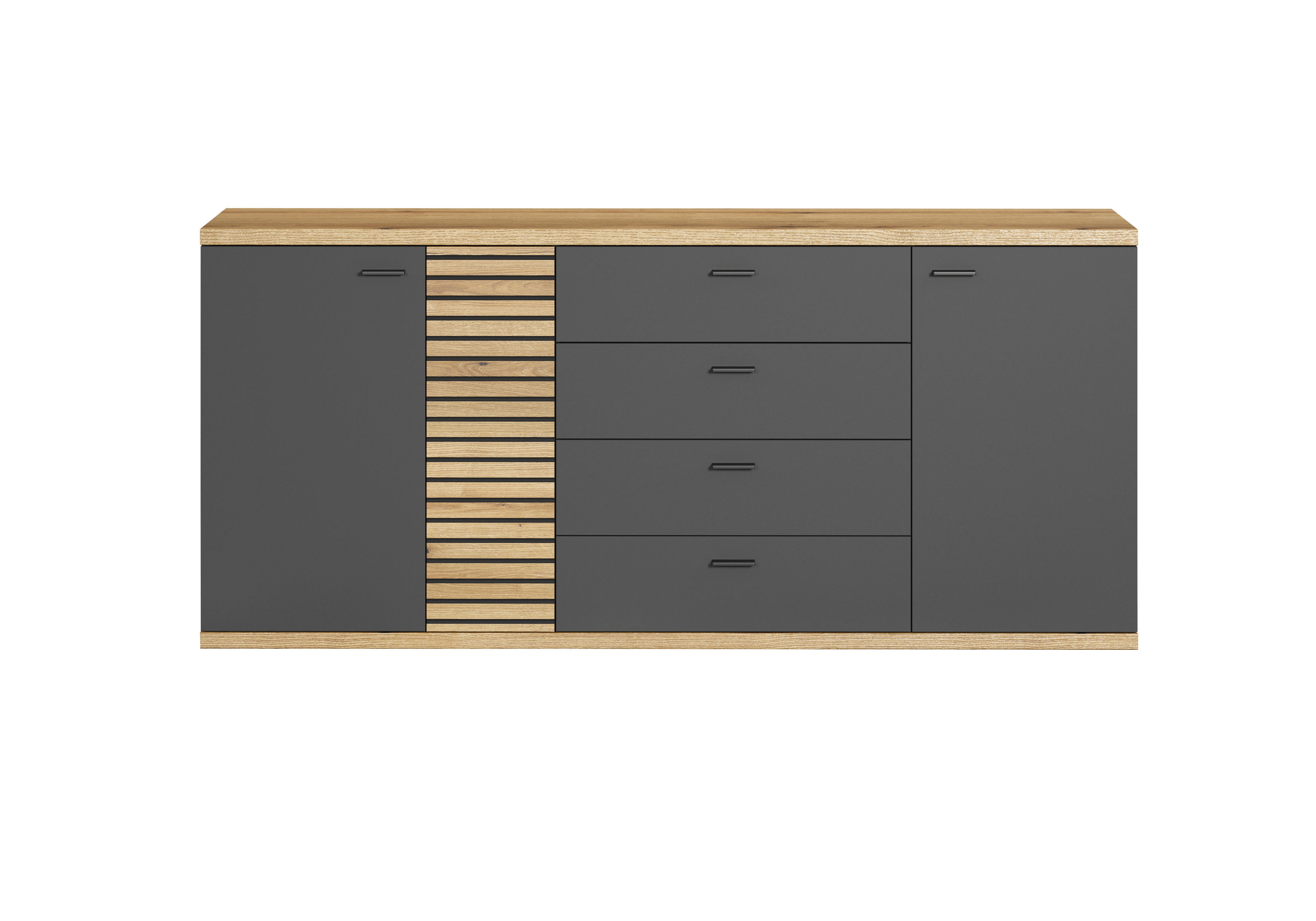 Sideboard Norris anthrazit Eiche Evoke Coast Nachbildung B/H/T: ca. 186x85x42 cm