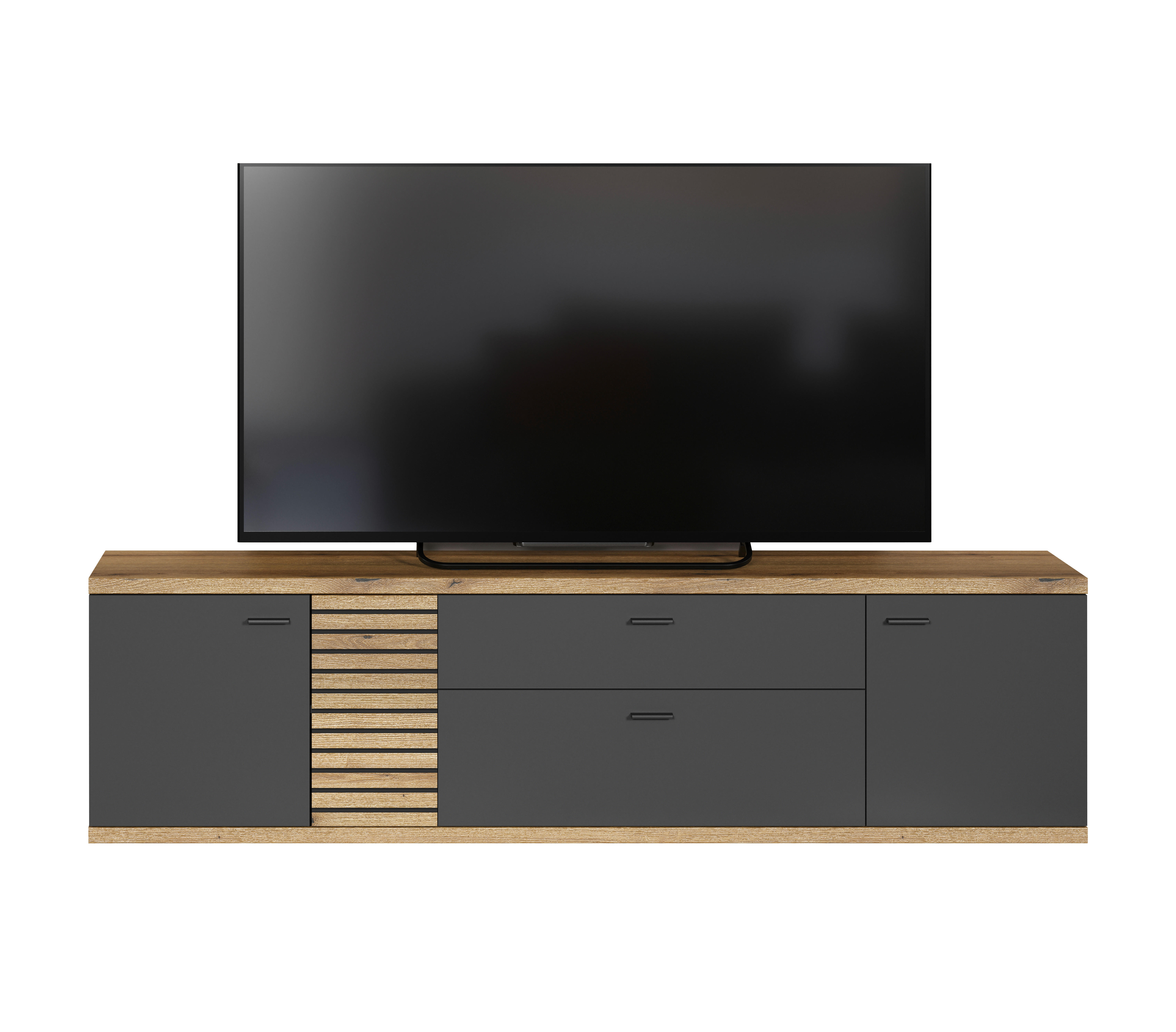 Lowboard Norris anthrazit Eiche Evoke Coast Nachbildung B/H/T: ca. 202x55x42 cm Norris - Eiche/anthrazit (202,00/55,00/42,00cm)
