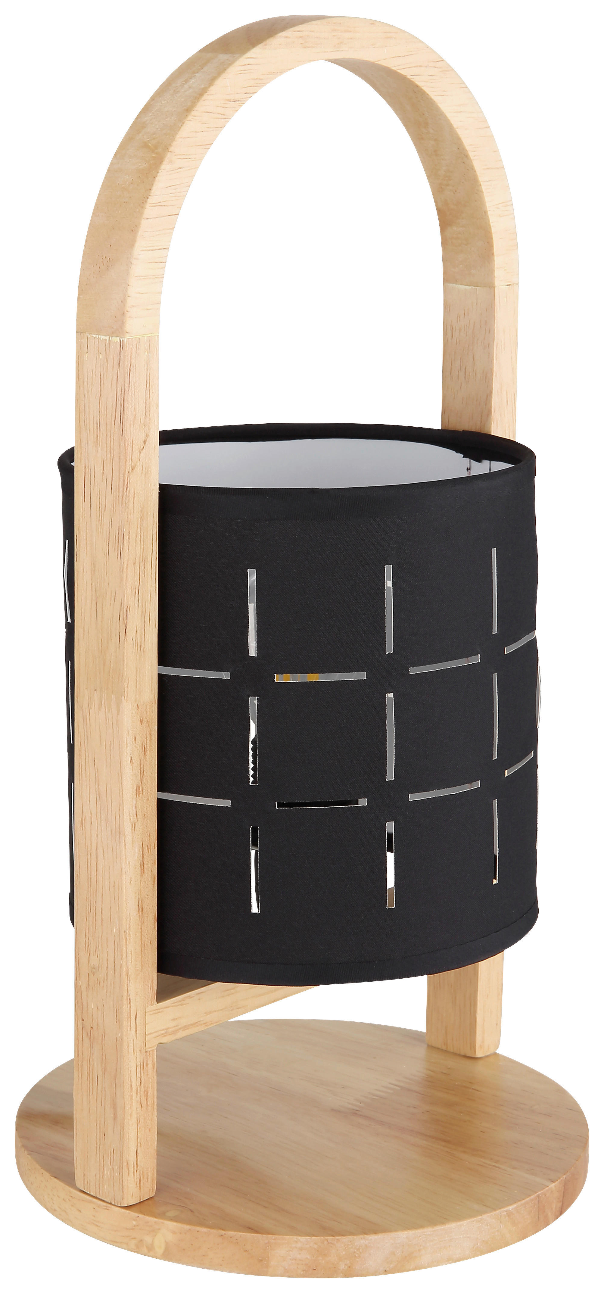 GLOBO Tischleuchte schwarz natur Holz Textil H/D: ca. 33x16 cm E14 1 Brennstellen NINJA - natur/schwarz (16,00/33,00cm) - GLOBO