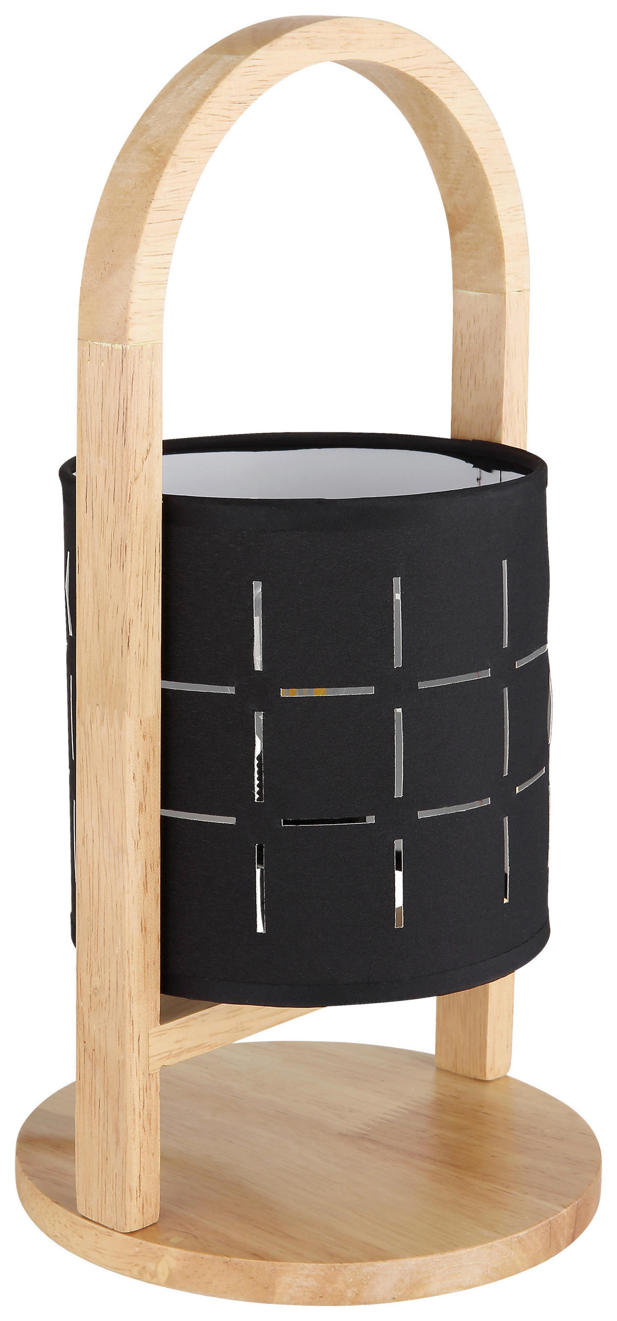 GLOBO Tischleuchte schwarz natur Holz Textil H/D: ca. 33x16 cm E14 1 Brennstellen NINJA - natur/schwarz (16,00/33,00cm) - GLOBO