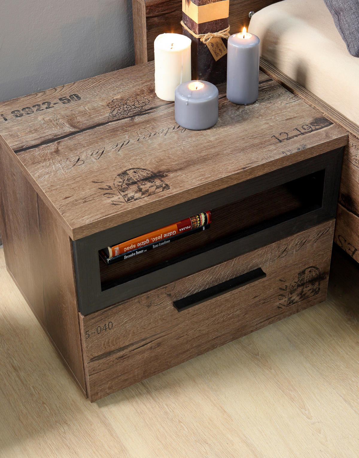 Nachtkonsole  schlamm Eiche Nachbildung B/H/T: ca. 52x40,8x41,3 cm Jacky_Nachtkonsole - Eiche/schlamm (52,00/40,80/41,30cm)