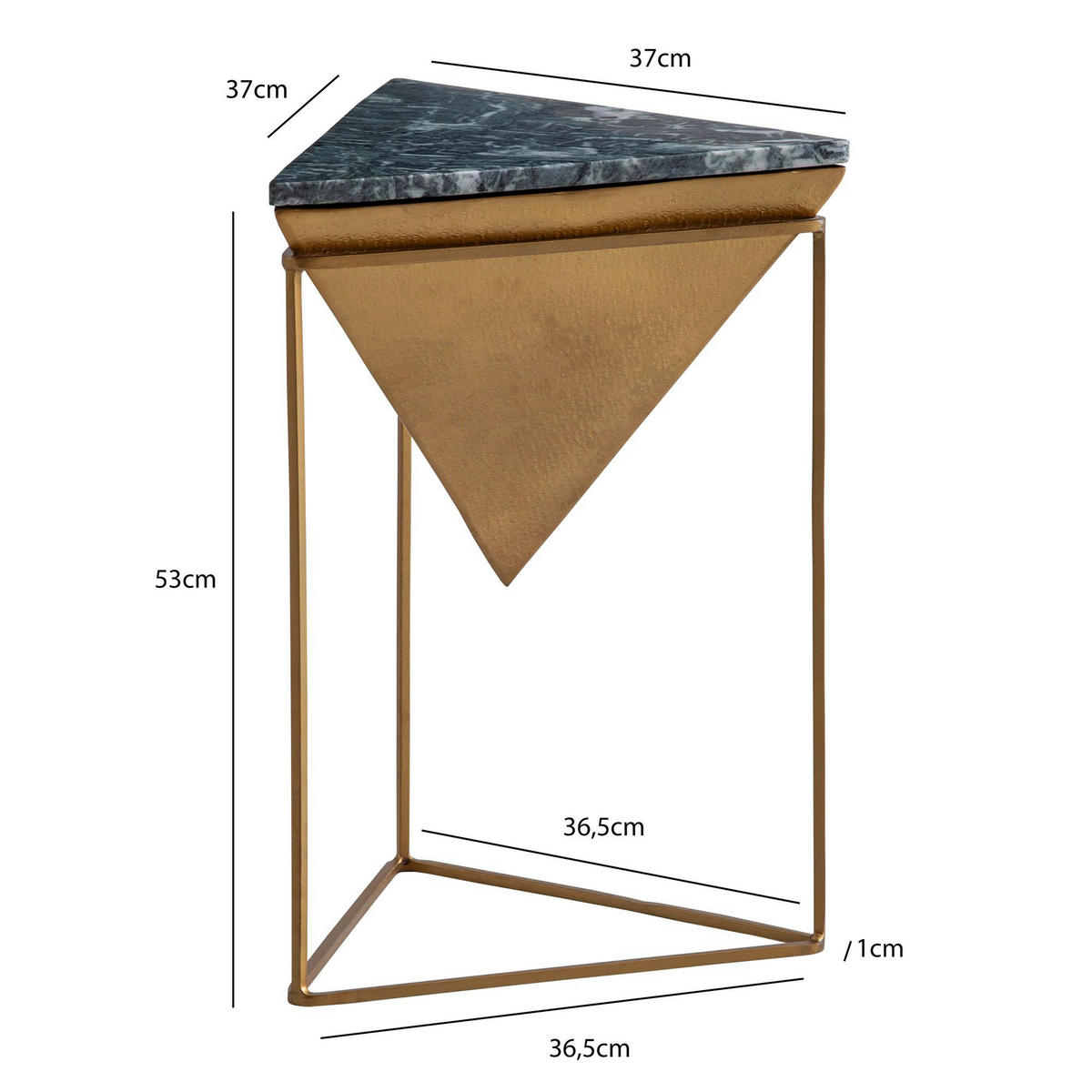 Beistelltisch schwarz gold Marmor Aluminium Eisen B/H/T: ca. 37x53x37 cm Beistelltisch - gold/schwarz (37,00/53,00/37,00cm) - Wohnling