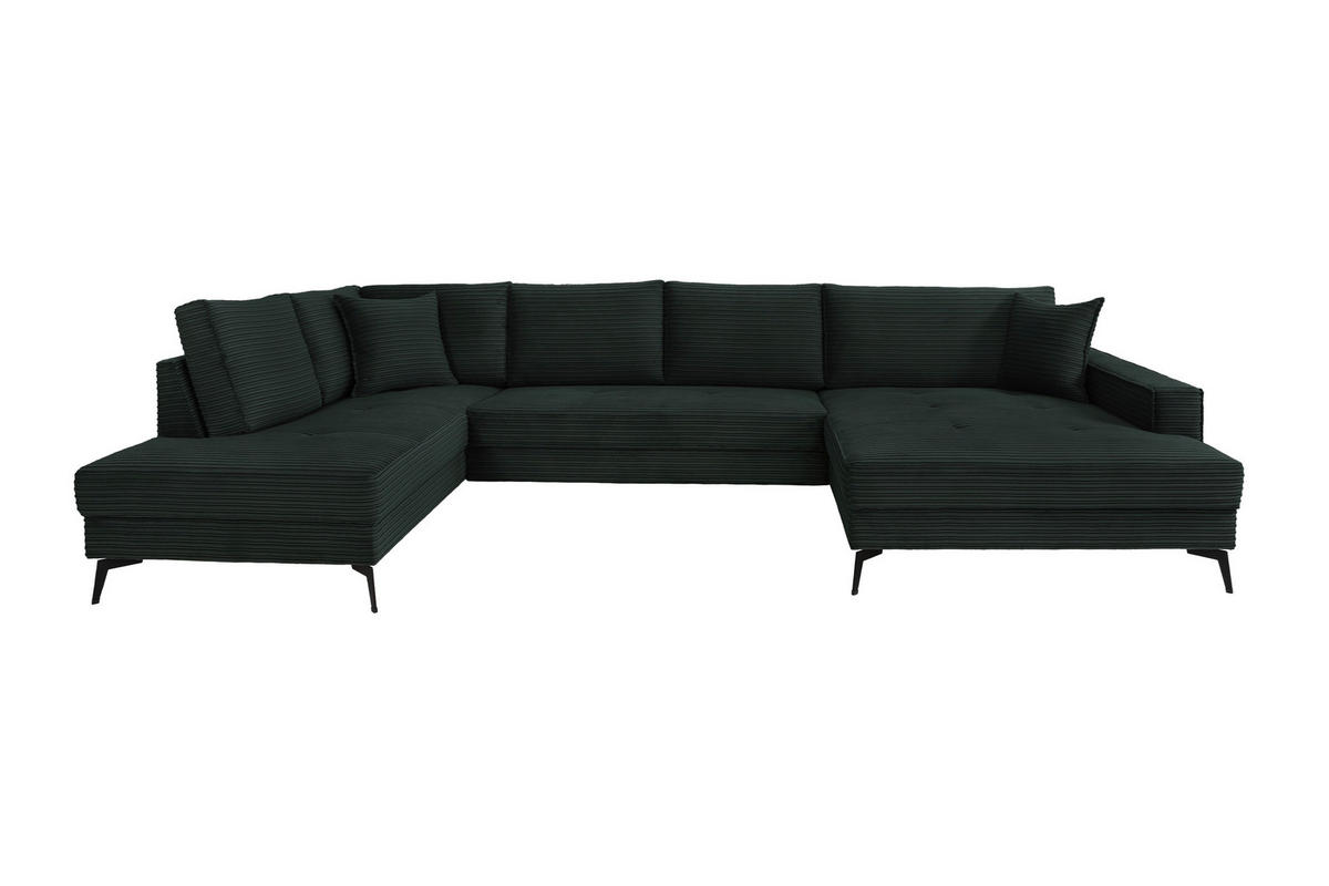 Wohnlandschaft Zero dunkelgrün Microfaser B/H/T: ca. 362x86x195 cm Zero - schwarz/dunkelgrün (362,00/86,00/195,00cm)