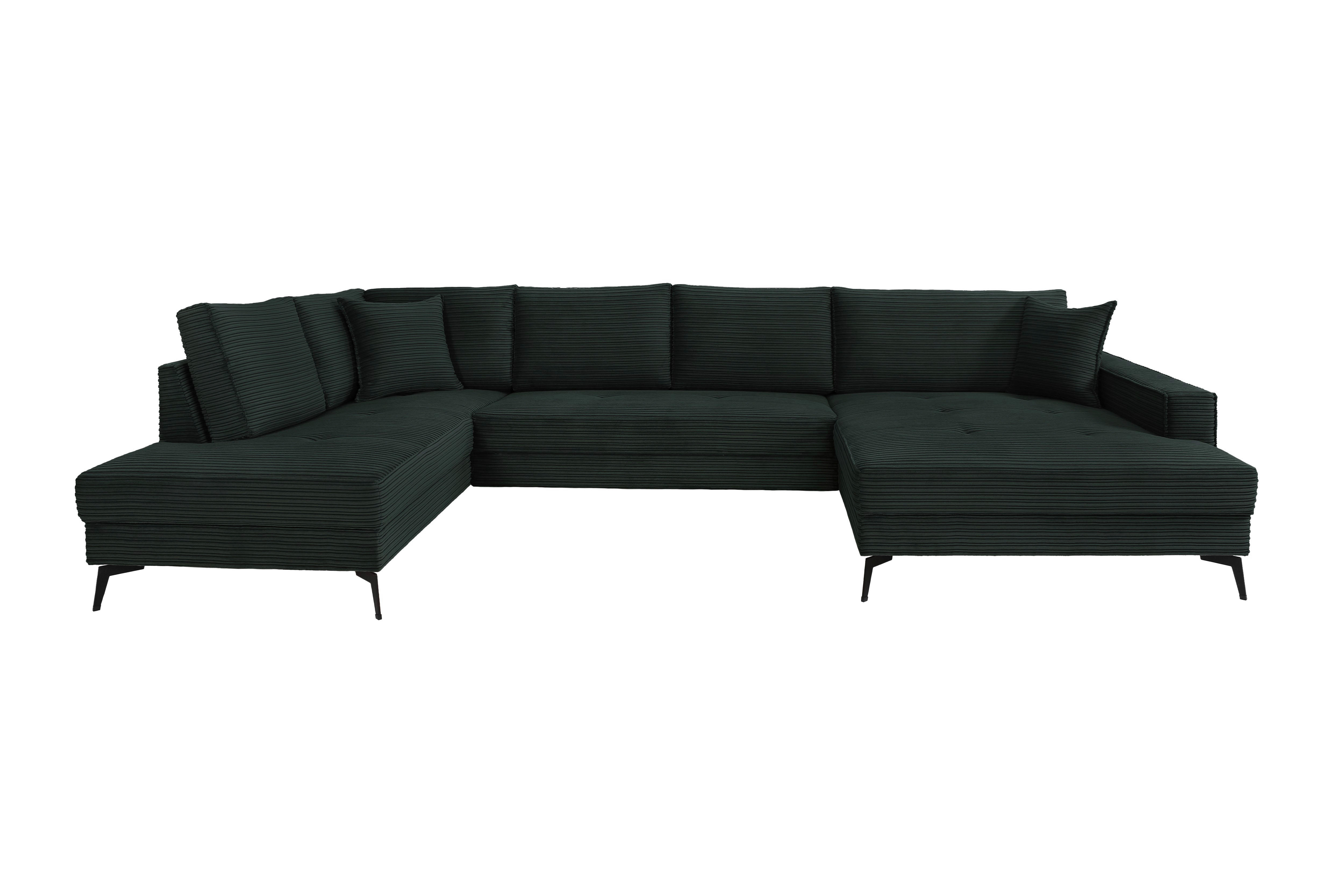 Thumbnail - Wohnlandschaft Zero dunkelgrün Microfaser B/H/T: ca. 362x86x195 cm