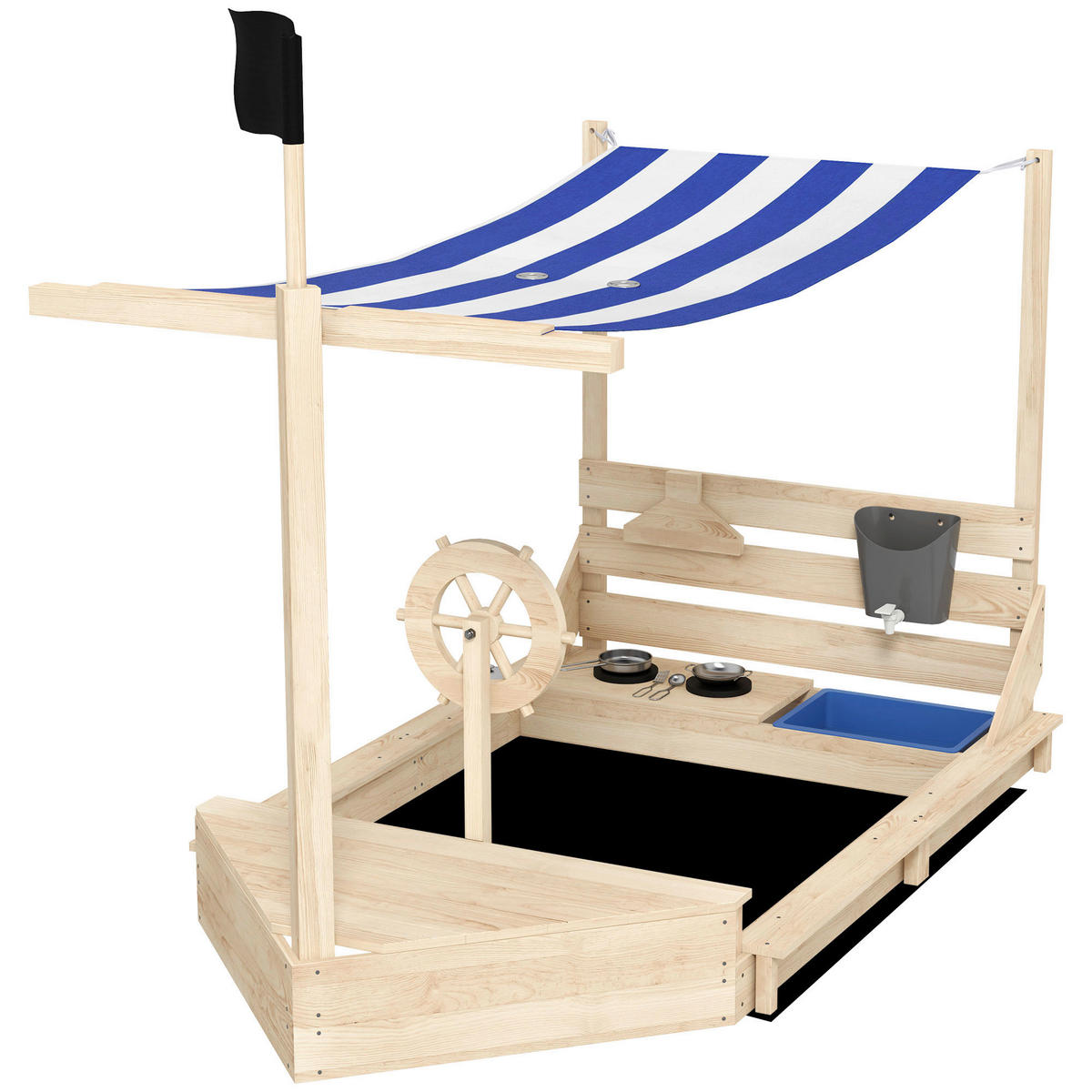 Outsunny Sandkasten natur B/H/L: ca. 103x180x144,5 cm Sandkasten - natur (144,50/103,00/180,00cm) - Outsunny