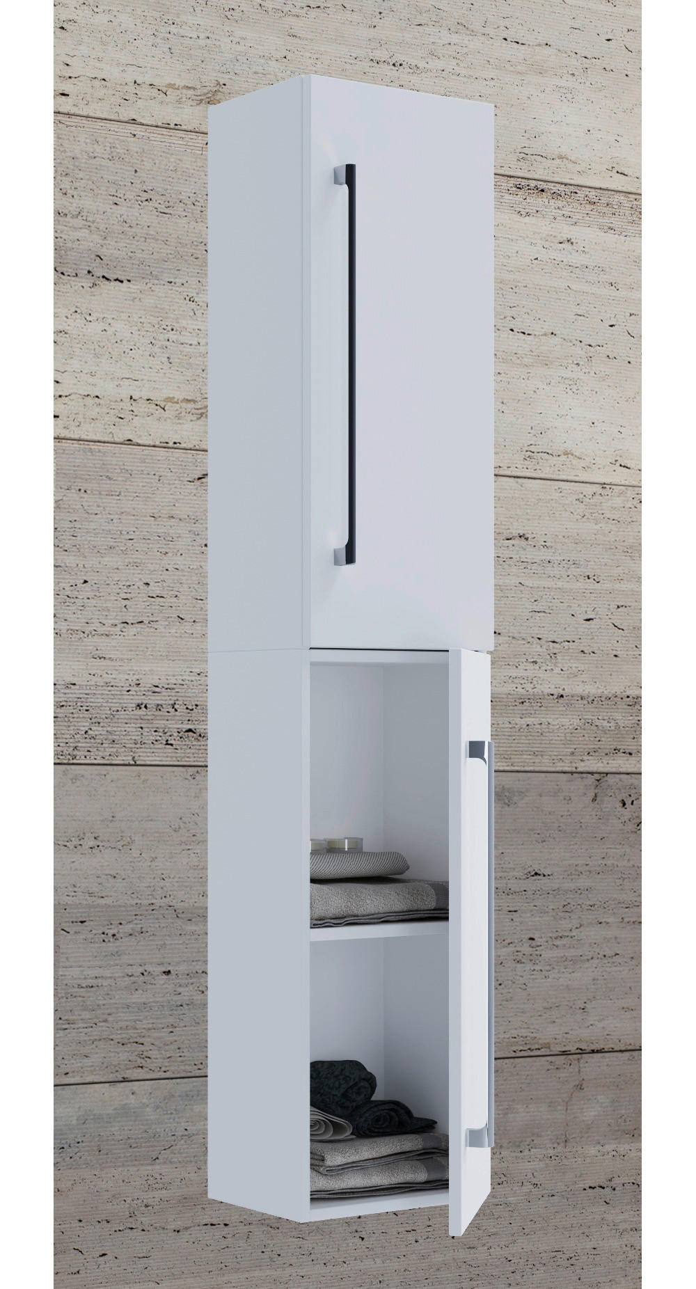 Hochschrank Badinos weiß Alu Optik B/H/T: ca. 33x150x22 cm Badinos - weiß/Alu (33,00/150,00/22,00cm) - VCM Möbel