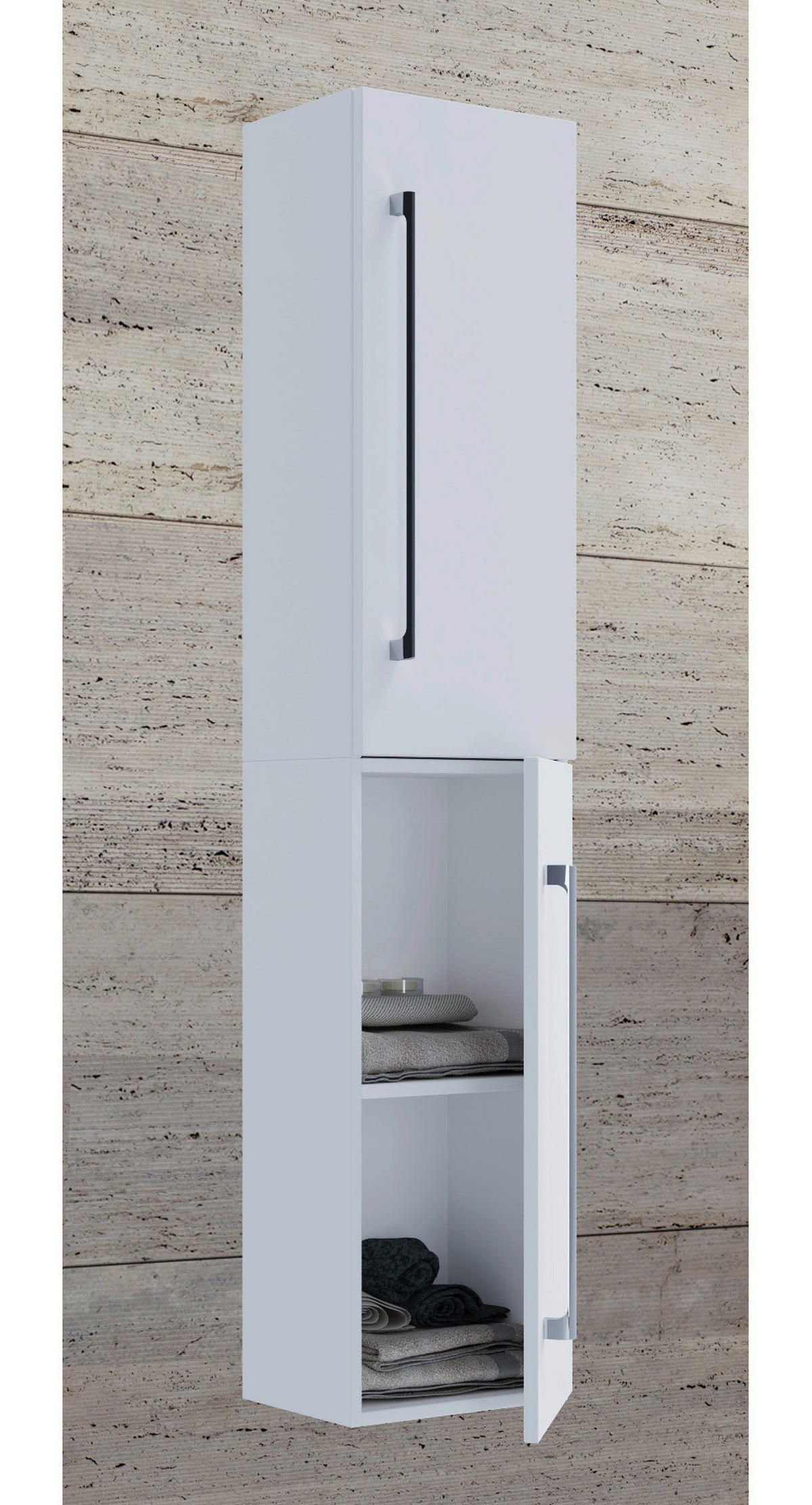 Hochschrank Badinos weiß Alu Optik B/H/T: ca. 33x150x22 cm Badinos - weiß/Alu (33,00/150,00/22,00cm) - VCM Möbel