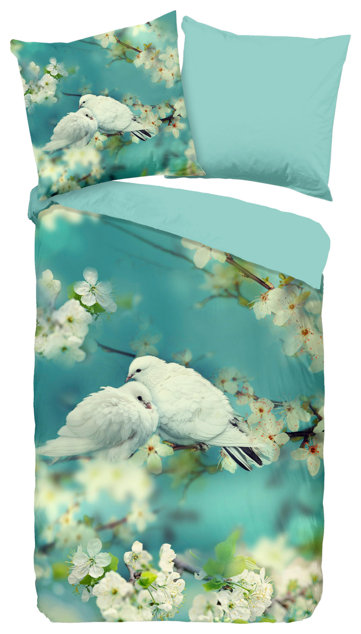 Bettwäsche Loving aqua Baumwolle B/L: ca. 135x200 cm Loving - aqua (135,00/200,00cm) - Good Morning