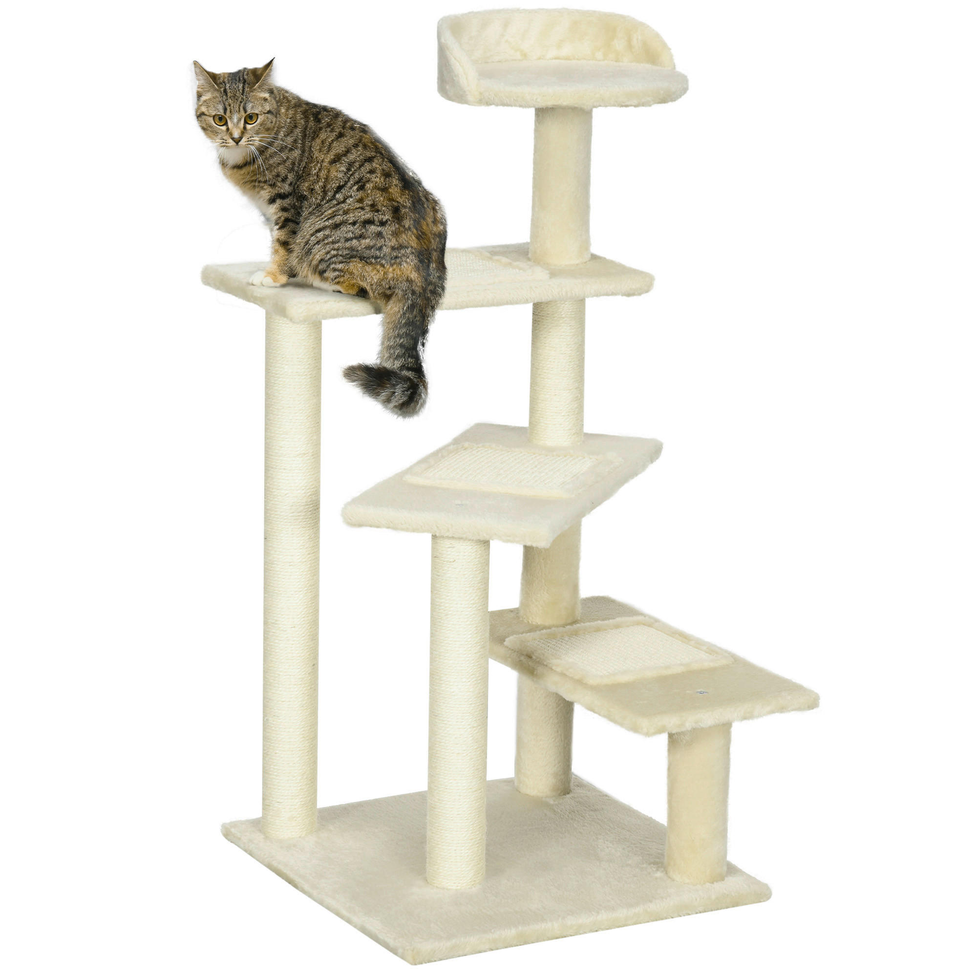 PawHut Katzenkratzbaum beige Spanplatte B/H/L: ca. 50x100x50 cm Katzenkratzbaum - beige (50,00/50,00/100,00cm) - PawHut